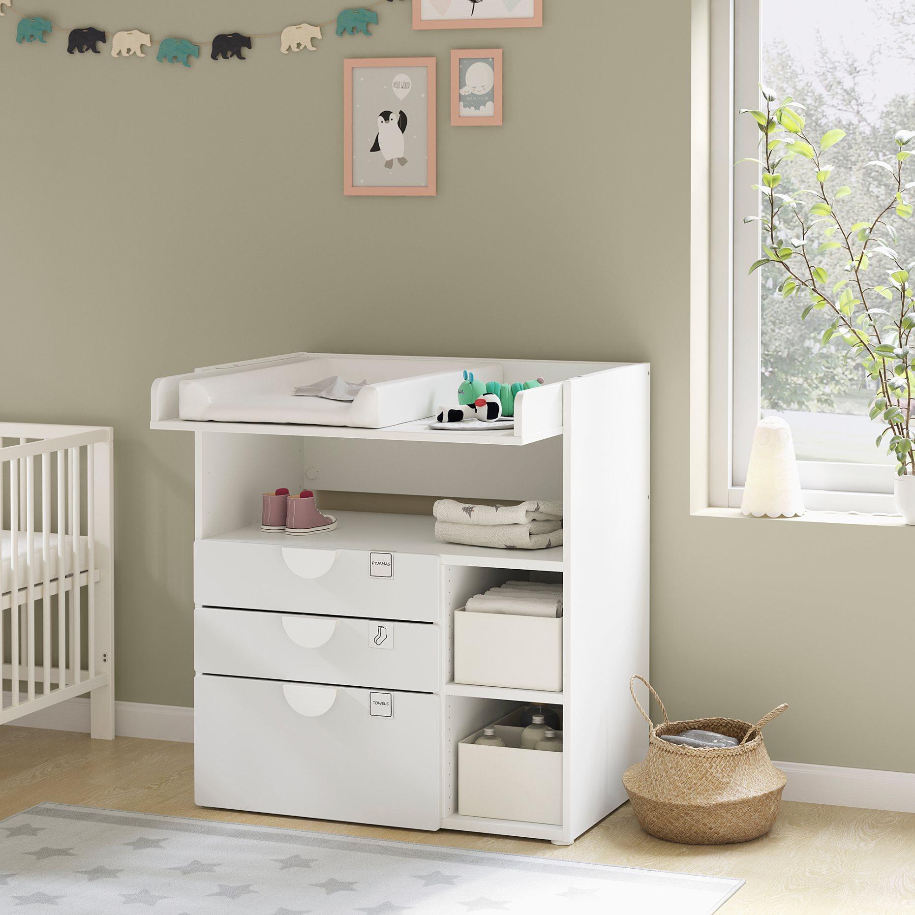 SMÅSTAD, changing table with 3 drawers, 90x79x100 cm, 295.828.56
