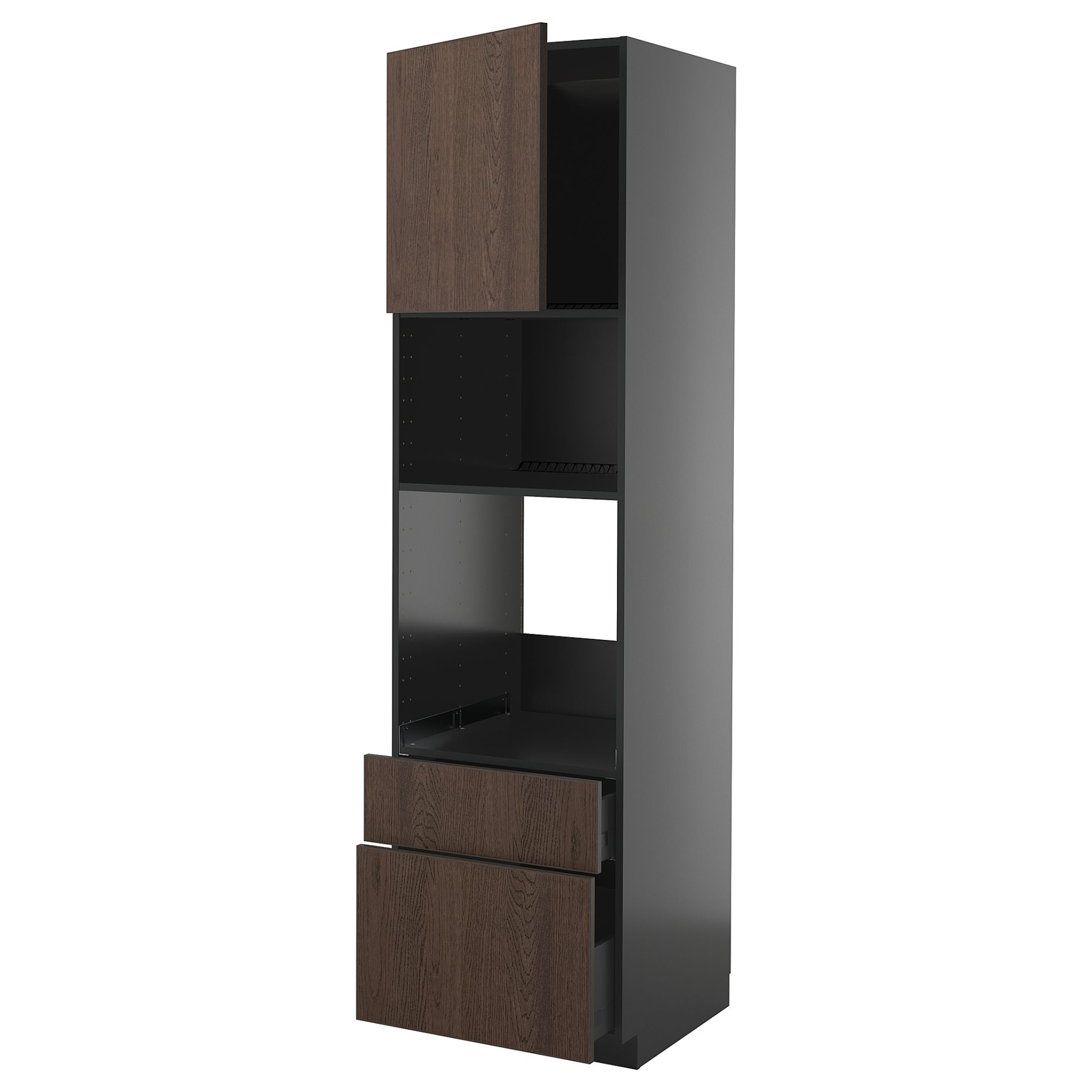 METOD/KNIVSHULT, high cabinet for oven/microwave with door/2 drawers, 60x60x220 cm, 295.867.55