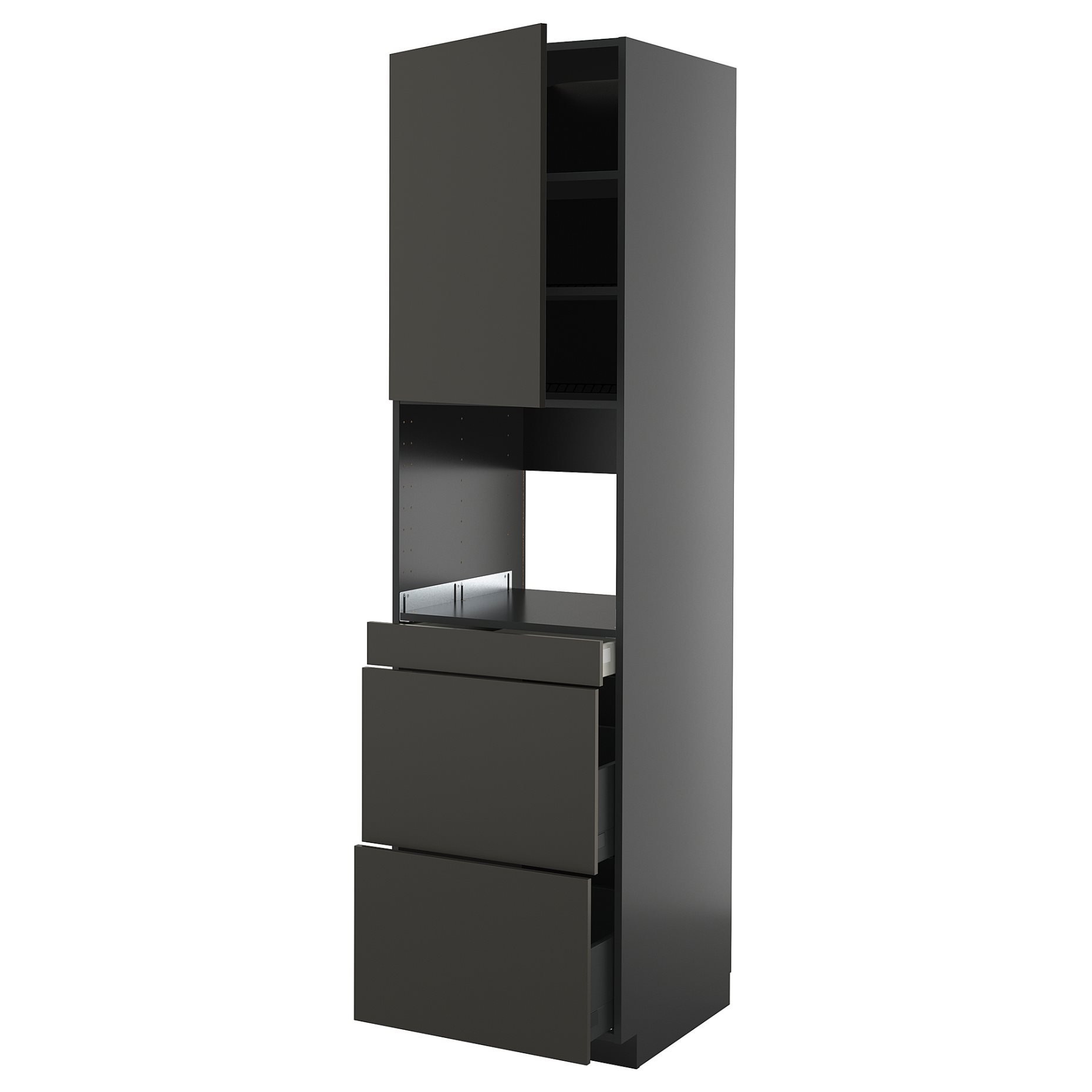 METOD/KNIVSHULT, high cabinet for microwave combi with door/3 drawers, 60x60x220 cm, 295.877.88