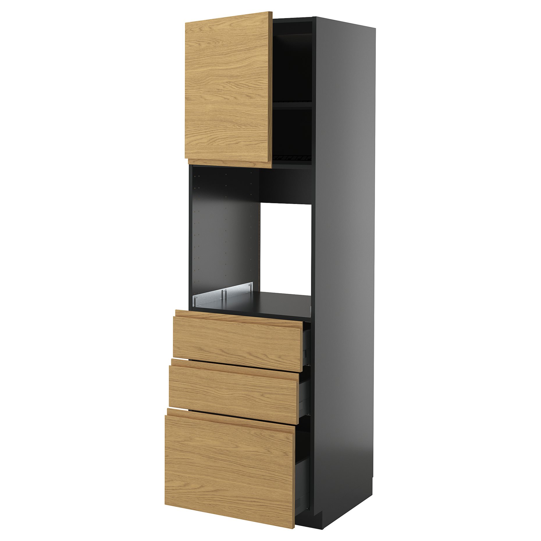 METOD/KNIVSHULT, high cabinet for oven with door/3 drawers, 60x60x200 cm, 295.895.32