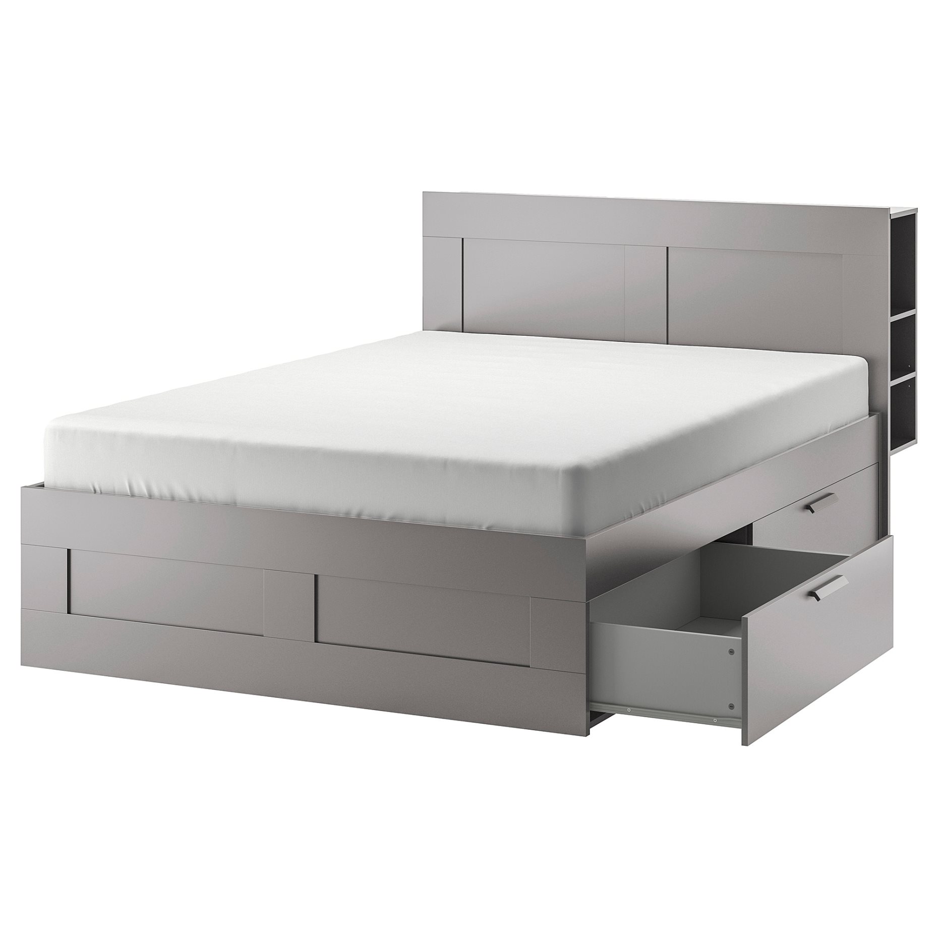 BRIMNES, bed frame with storage and headboard, 180x200 cm, 295.900.31