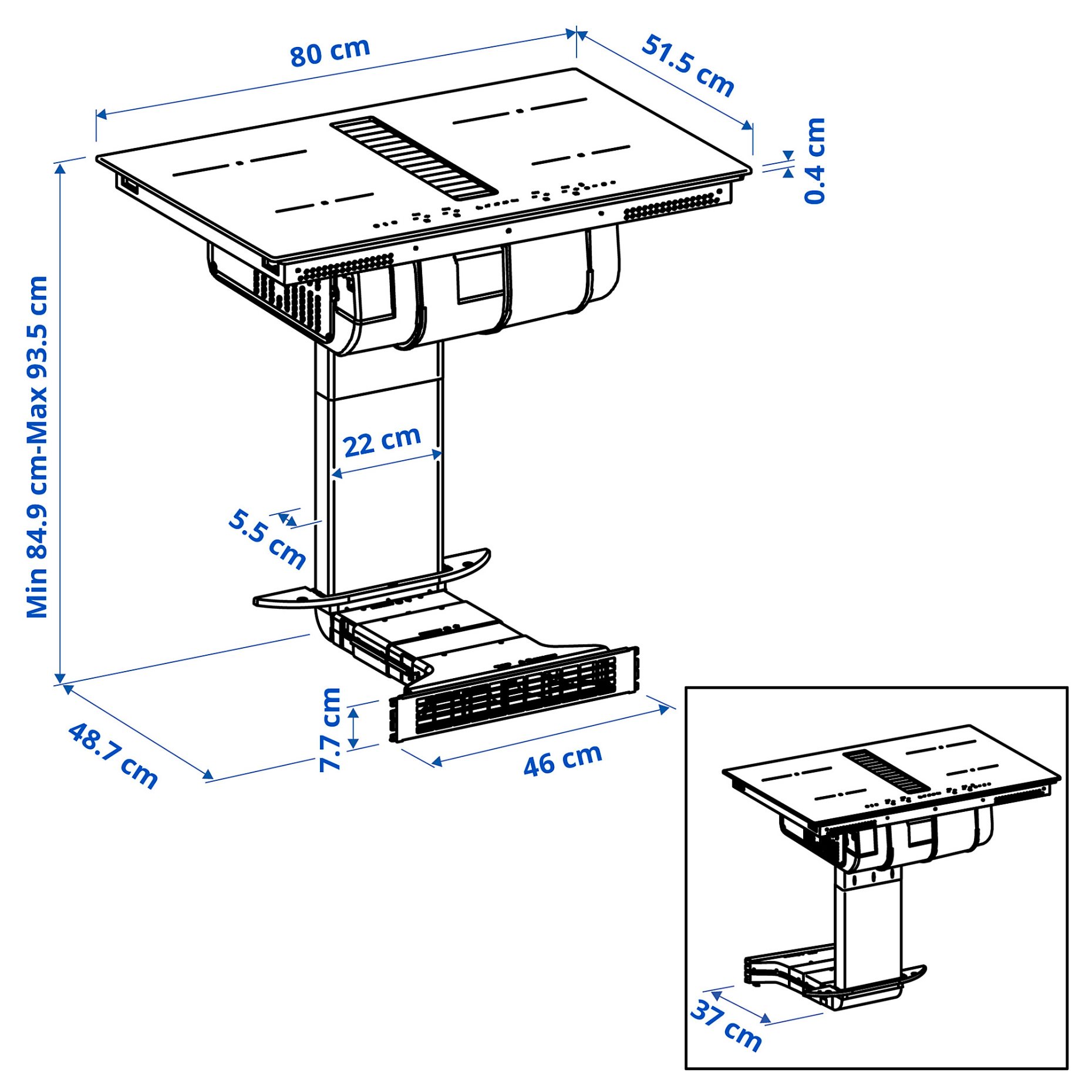 TÄCKNAN, induction hob/interior extractor with recirculation kit/IKEA 300, 80 cm, 296.125.04