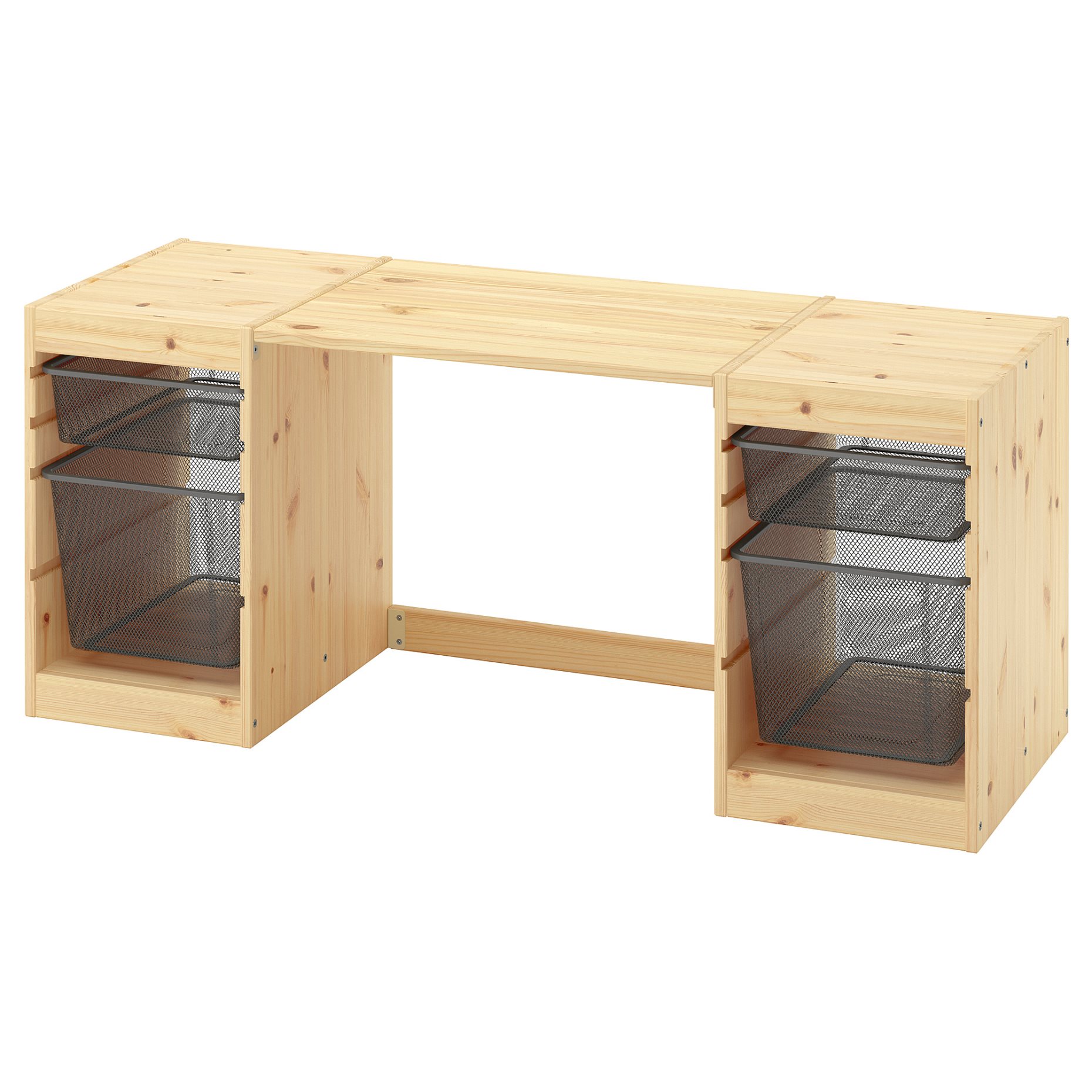 TROFAST, desk with mesh storage boxes, 124x44x52 cm, 296.139.33