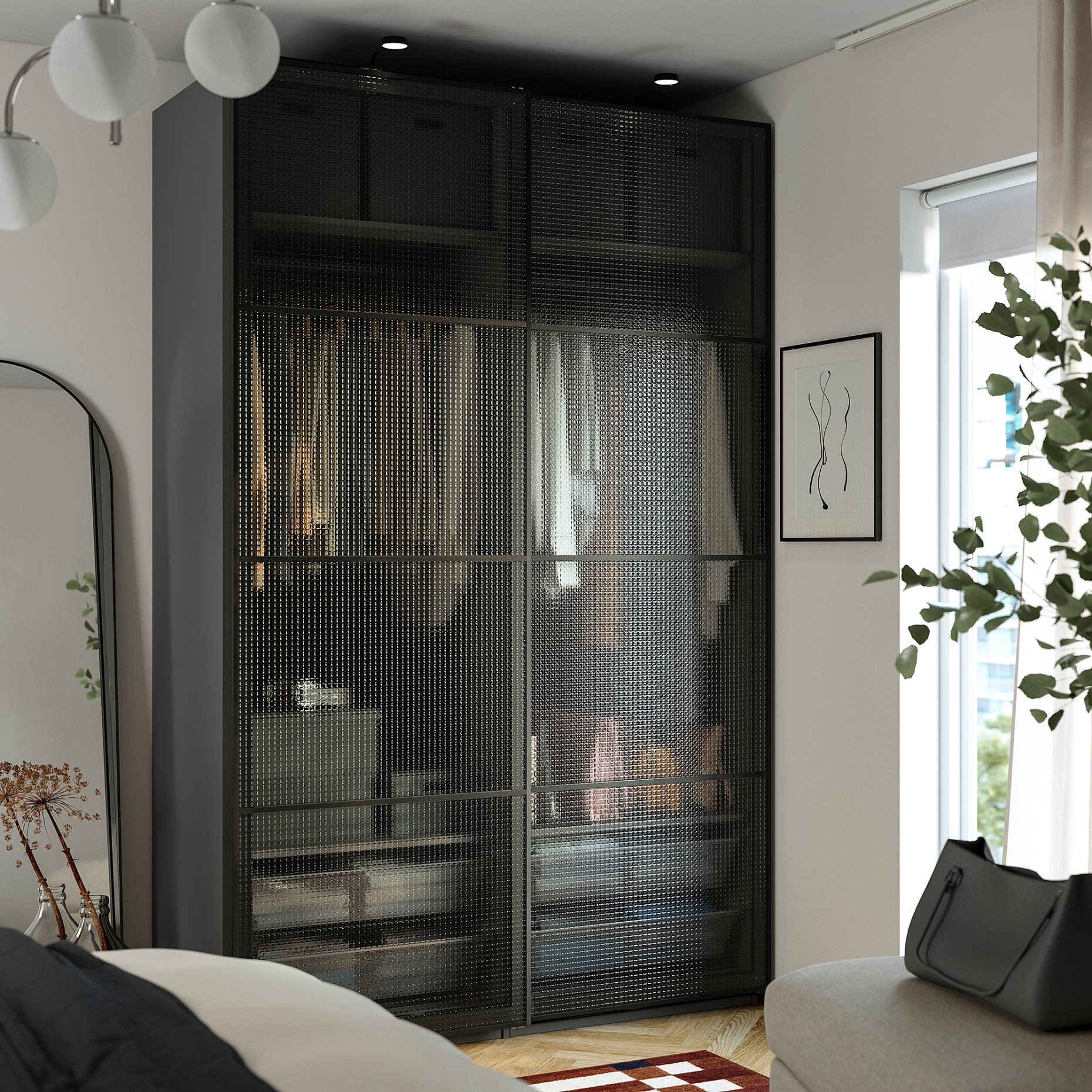 PAX/LUNDBRÄSMA, wardrobe with sliding doors, 150x66x236 cm, 296.178.89