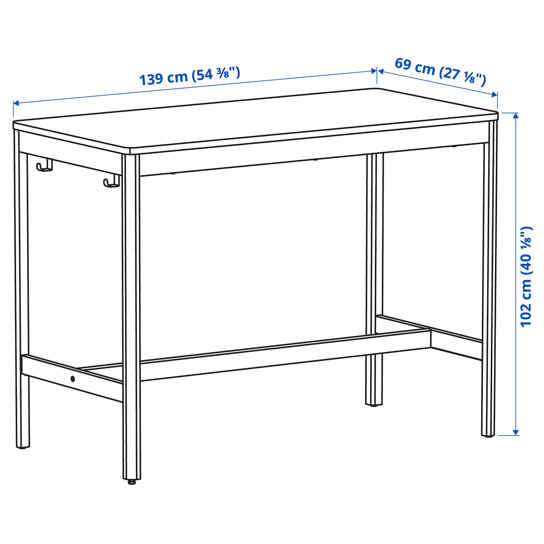 IDÅSEN, underframe for table top, 139x69x72 cm, 304.838.22