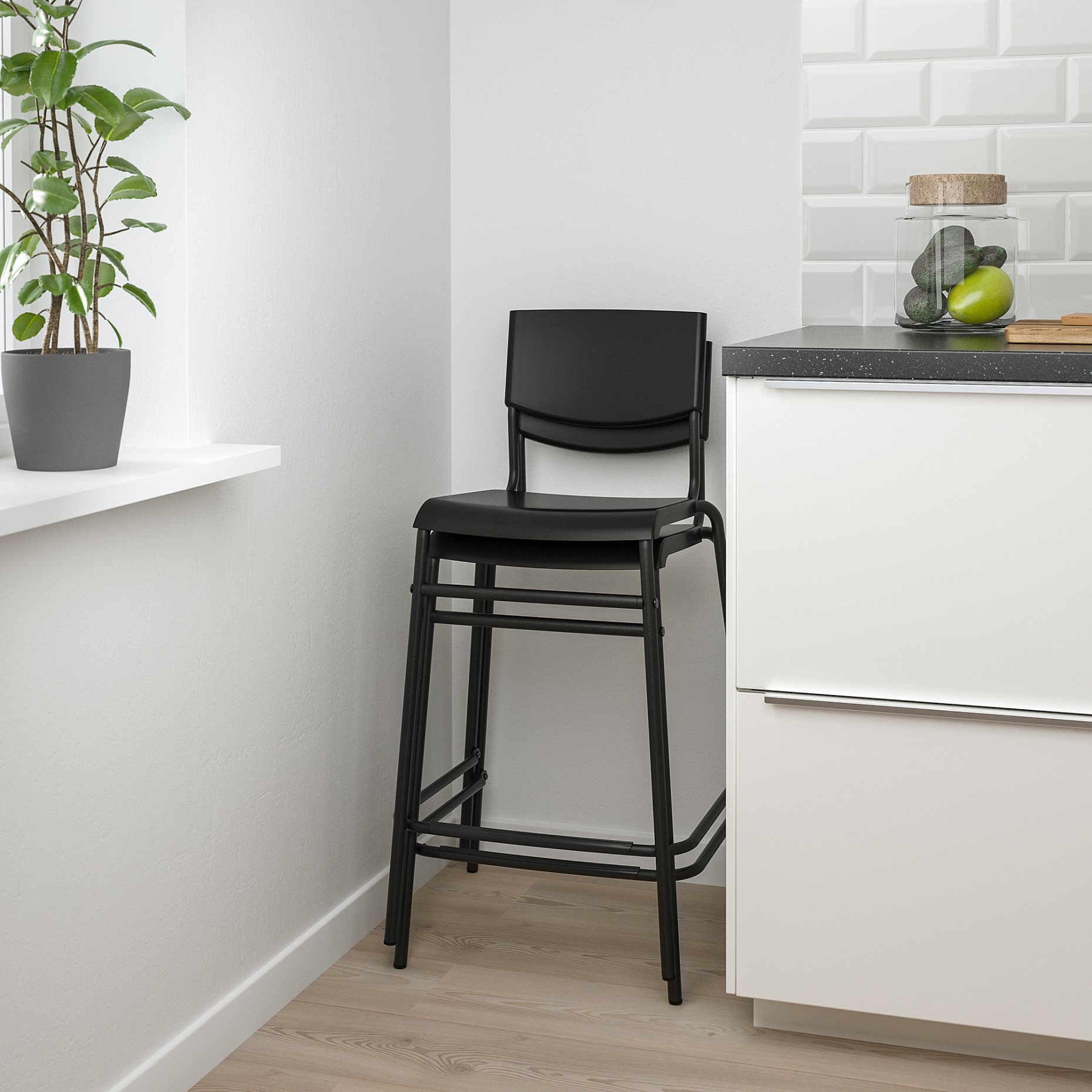 STIG, bar stool with backrest, 63 cm, 304.984.18