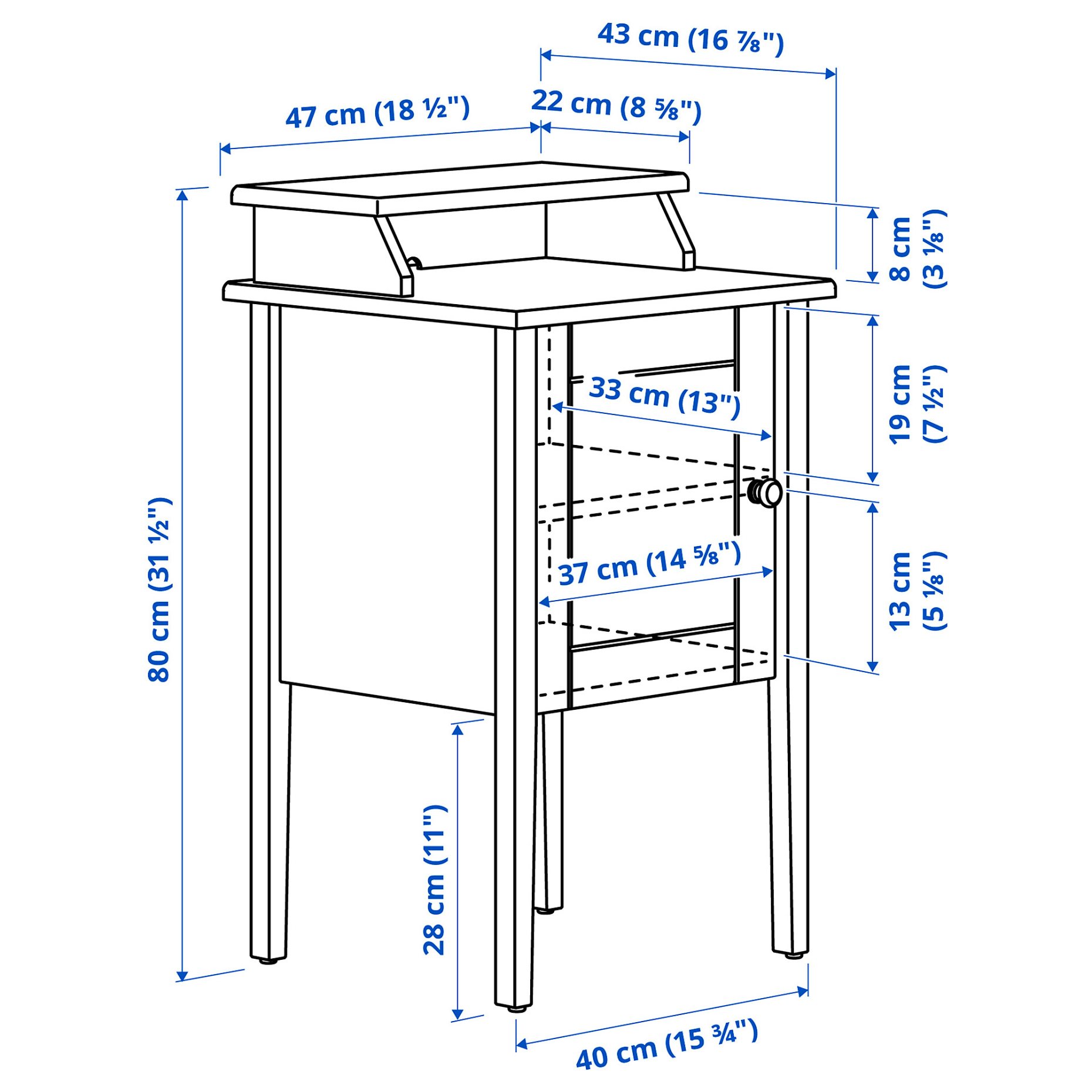 OLDERDALEN, bedside table, 47x43 cm, 305.008.93