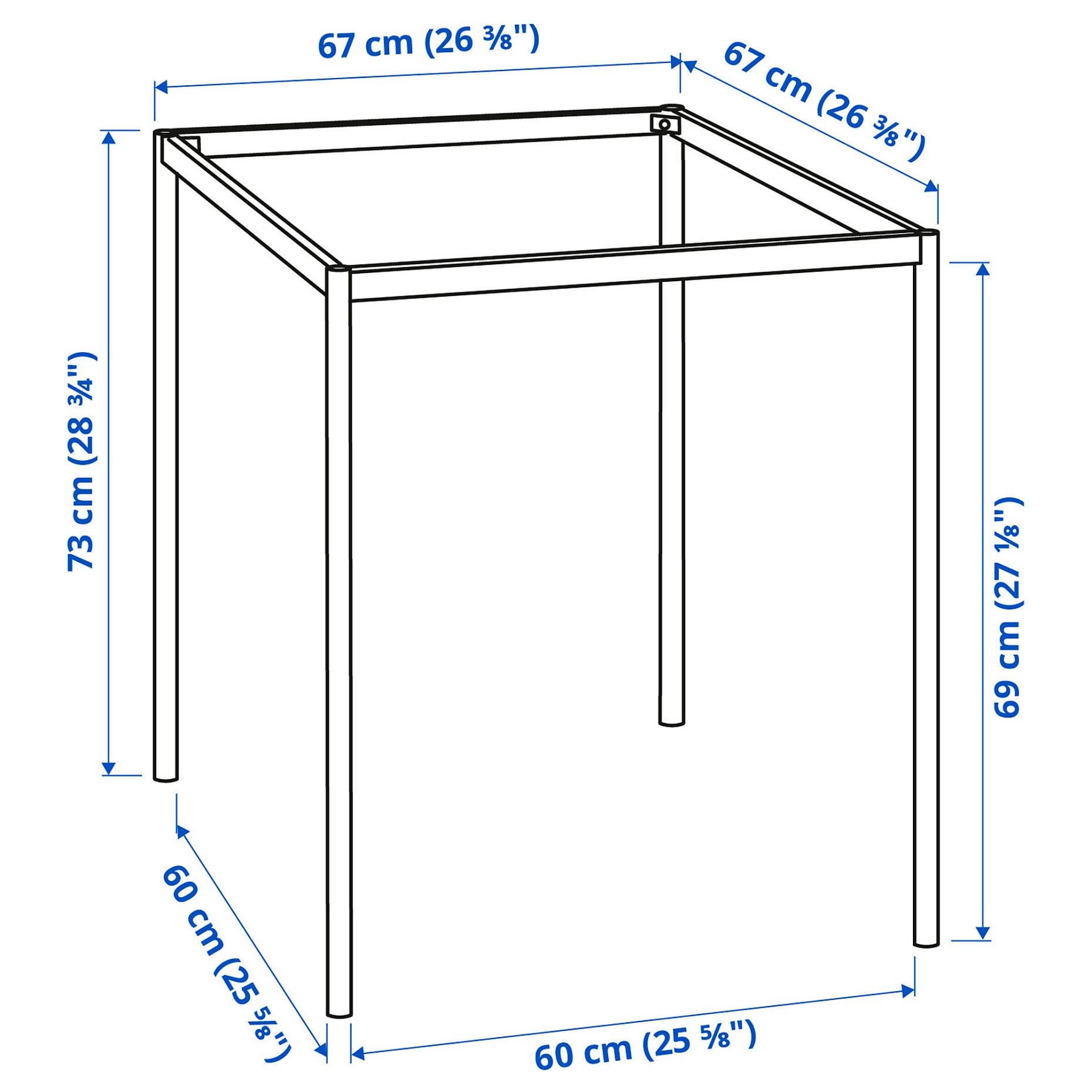 SANDSBERG, underframe for table top, 67x67x73 cm, 305.054.14