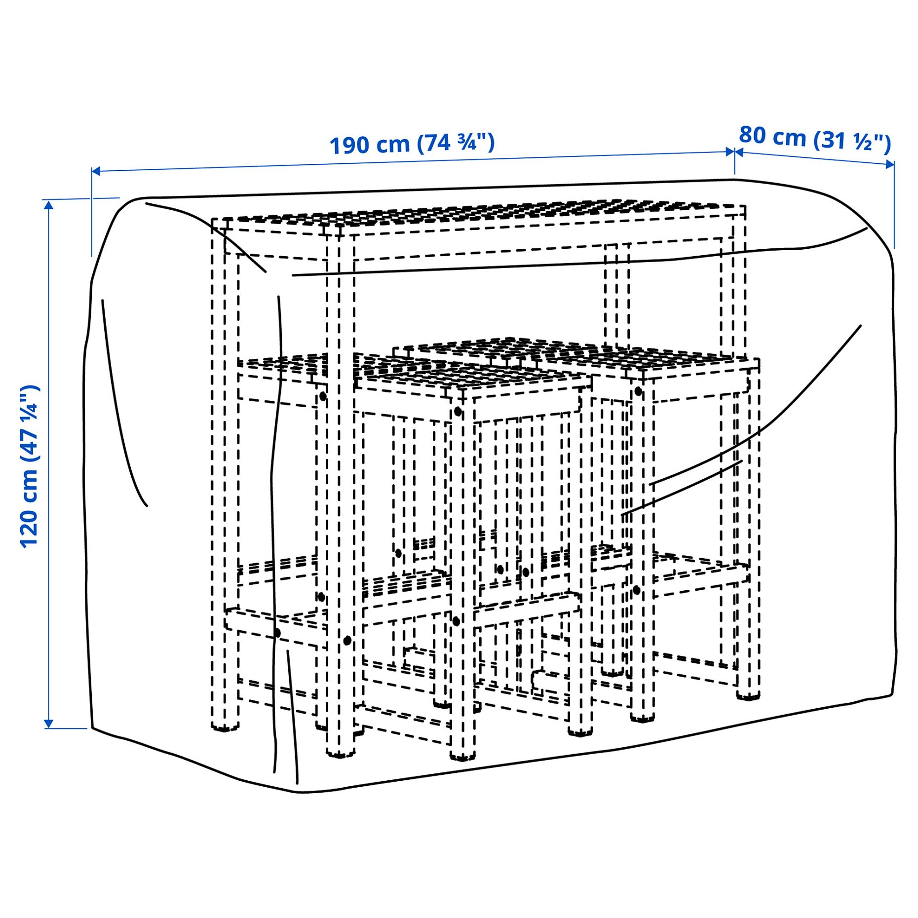 TOSTERÖ, κάλυμμα για έπιπλα εξωτερικού χώρου, 190x80 cm, 305.323.37