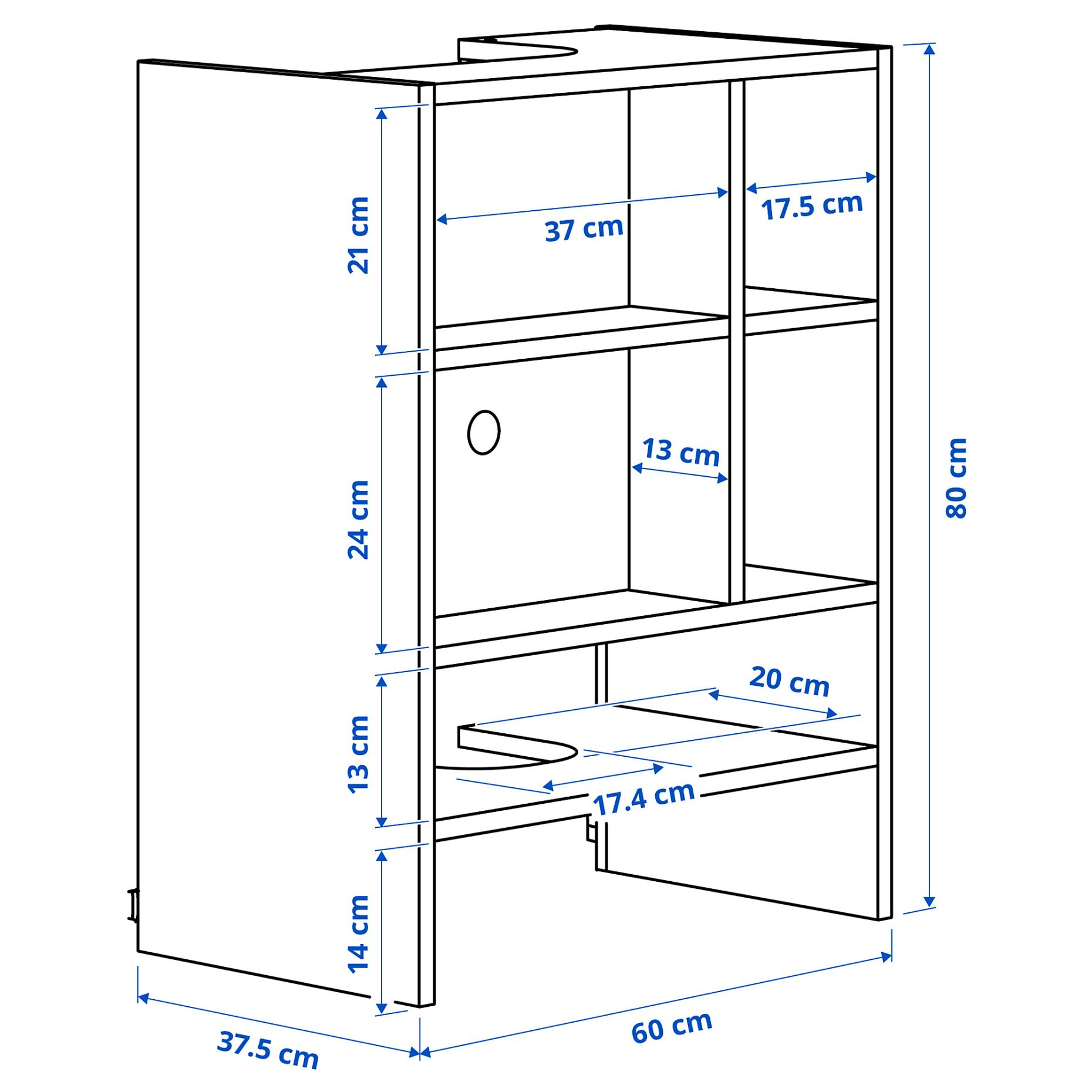 METOD, wall cabinet frame for built in extractor hood, 60x37x80 cm, 305.476.40