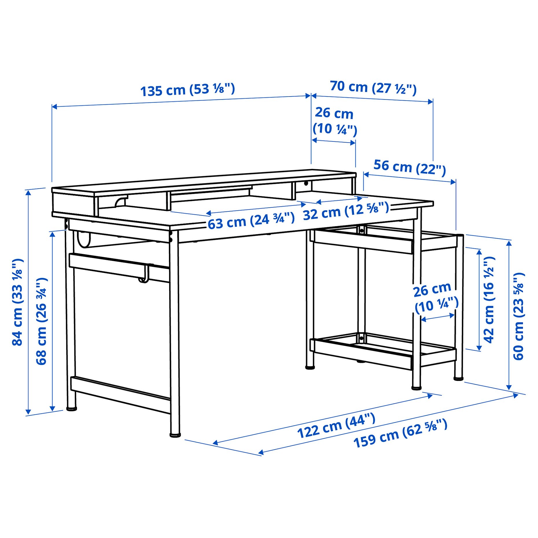 MULLSJÖ, desk, 135x70 cm, 305.532.40