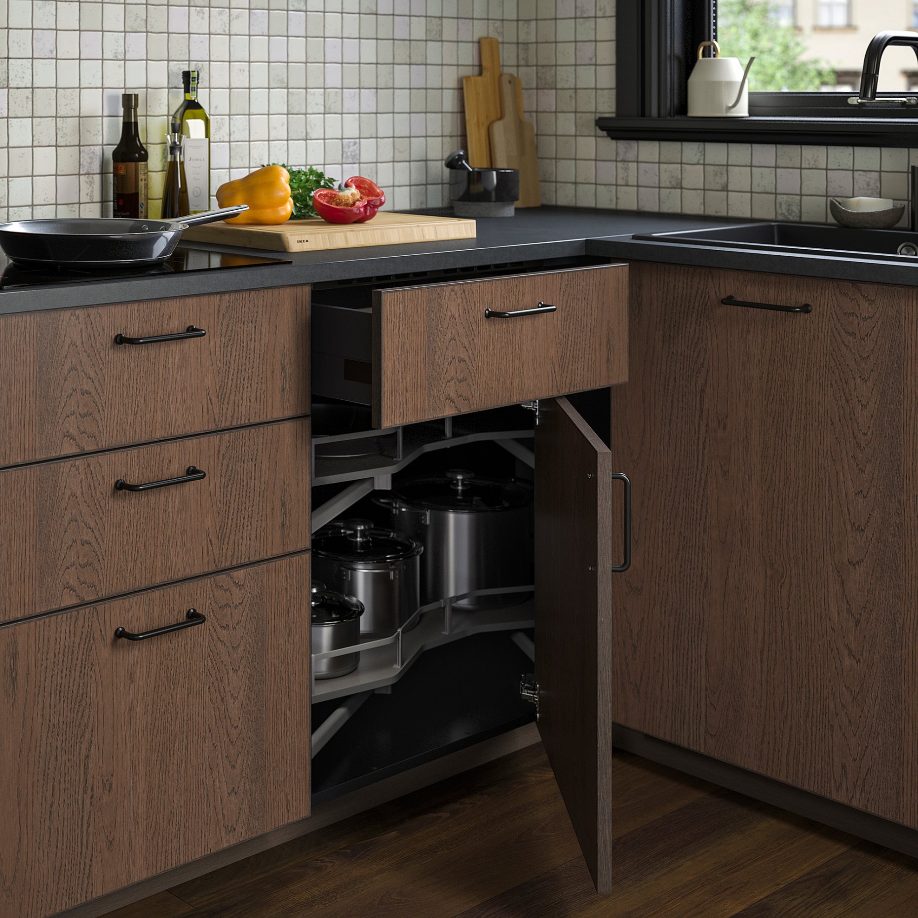 METOD, σκελετός γωνιακού ντουλαπιού βάσης, 128x60x80 cm, 305.916.85