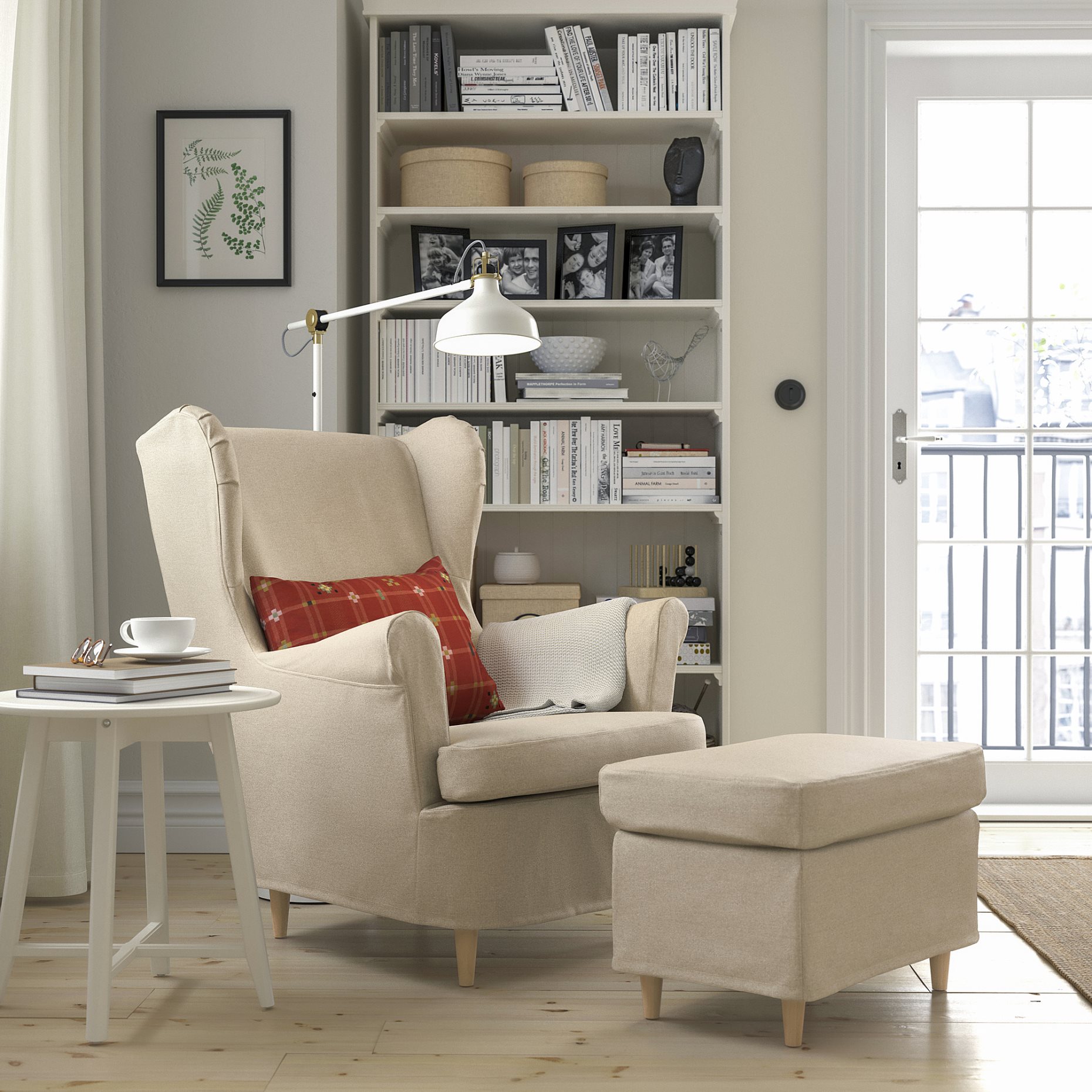 STRANDMON, slipcover for wing chair, 305.979.08