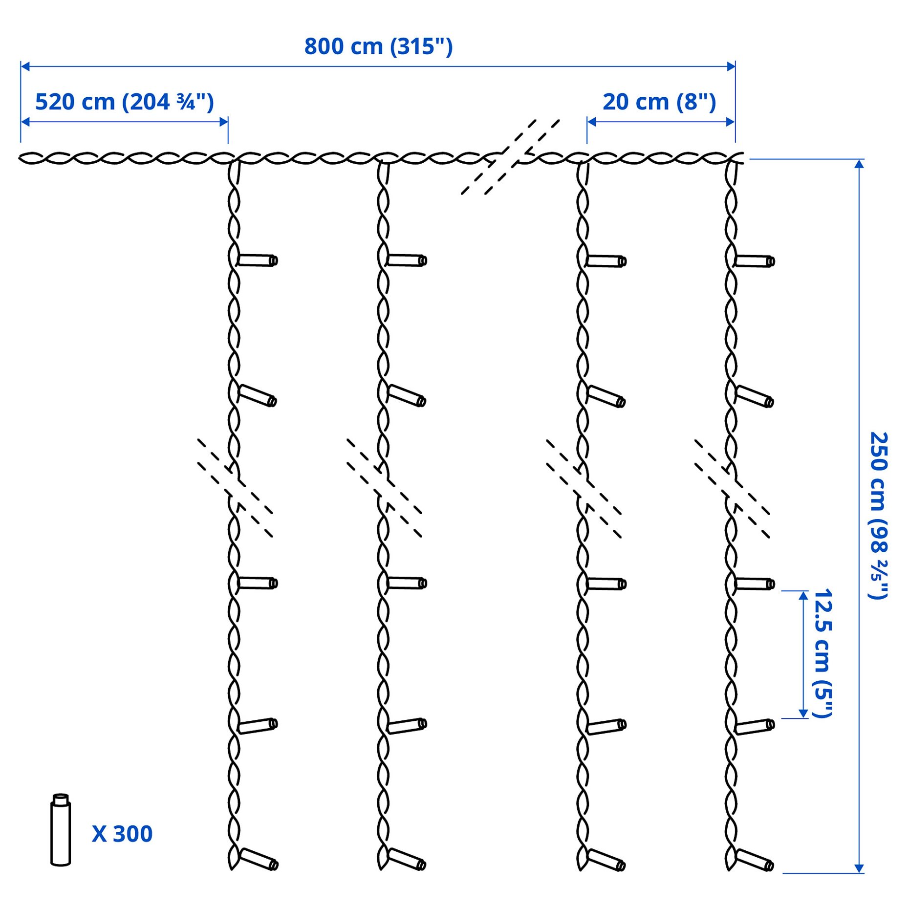 GETKÅL, κουρτίνα φωτισμού με ενσωματωμένο φωτισμό LED/εξωτερικού χώρου, 8 m, 306.007.41
