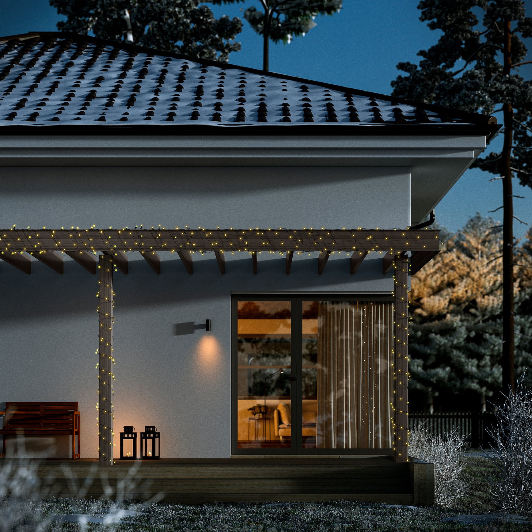 GETKÅL, γιρλάντα φωτισμού με ενσωματωμένο φωτισμό LED/εξωτερικού χώρου, 15 m, 306.028.77