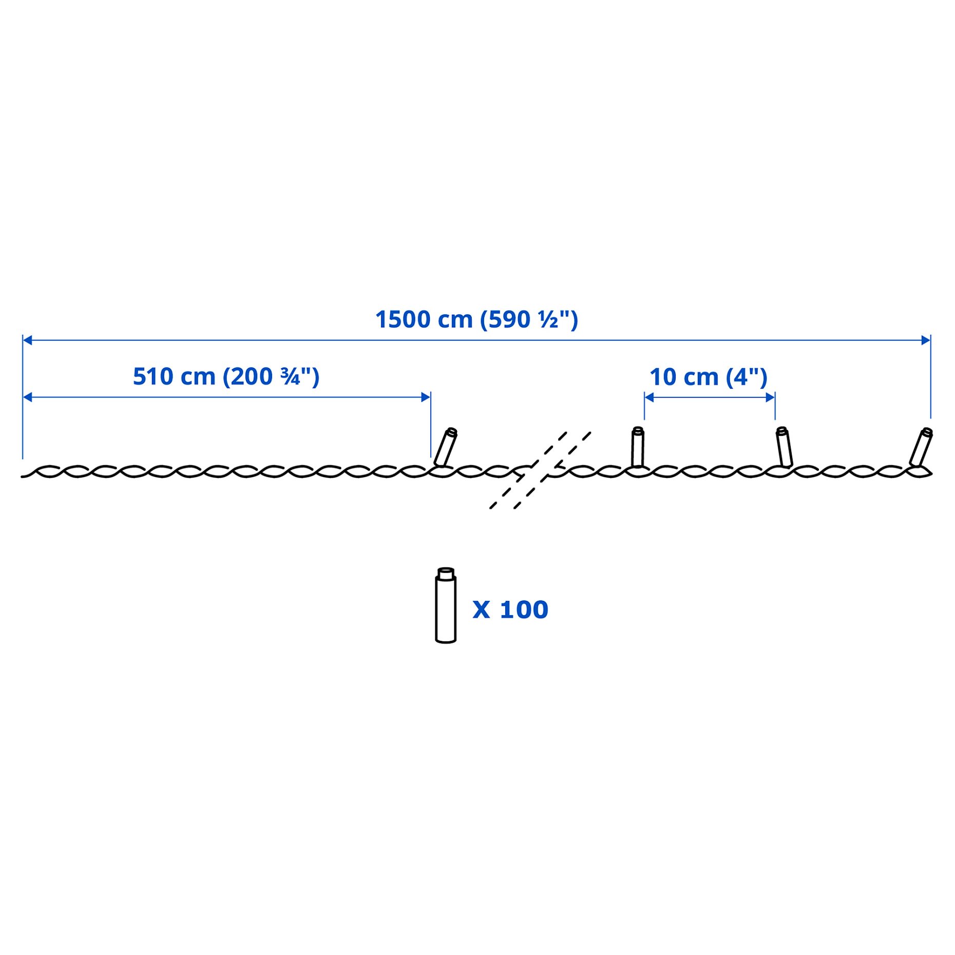 GETKÅL, γιρλάντα φωτισμού με ενσωματωμένο φωτισμό LED/εξωτερικού χώρου, 15 m, 306.028.77