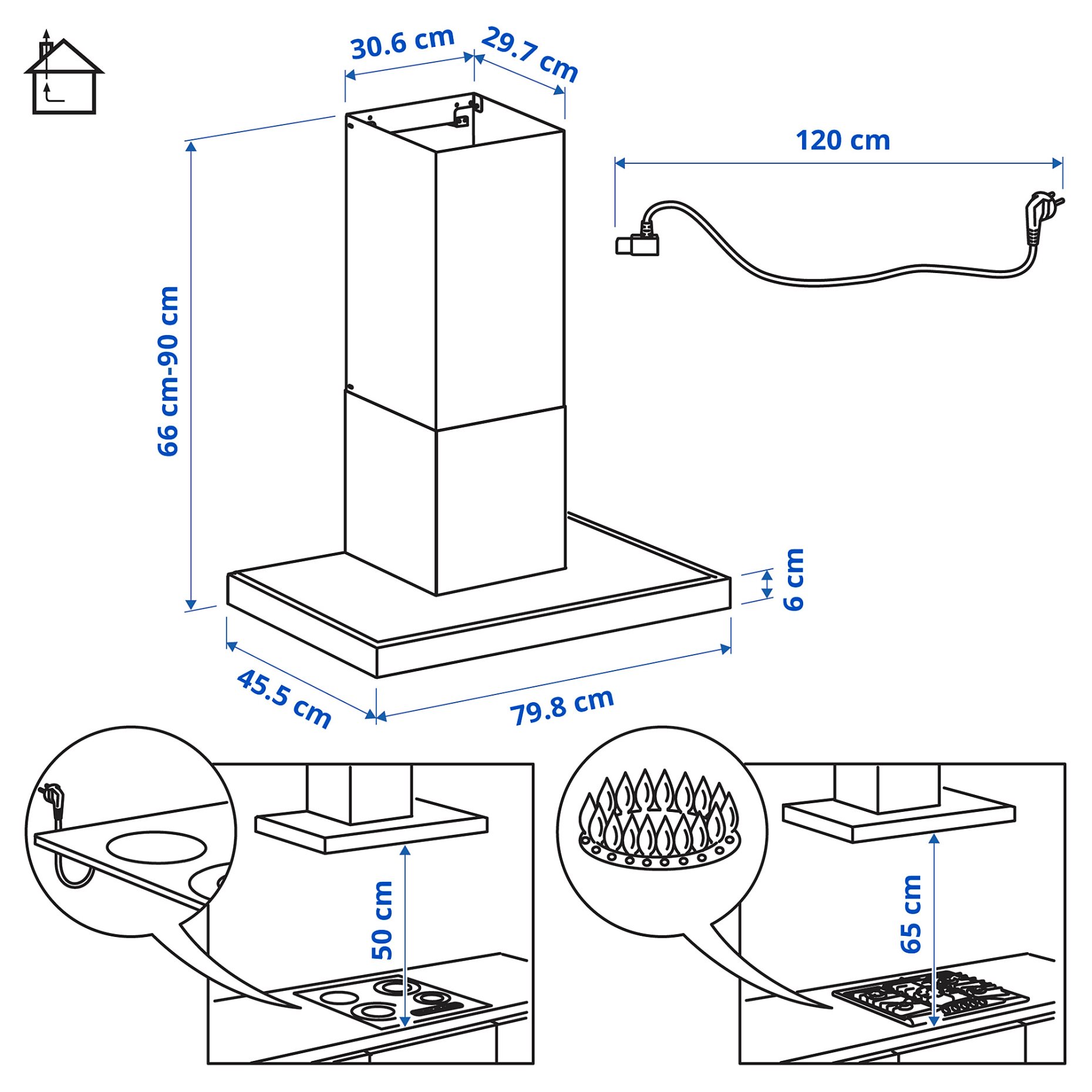 RÄFSEBO, wall mounted extractor hood/IKEA 500, 80 cm, 306.092.23