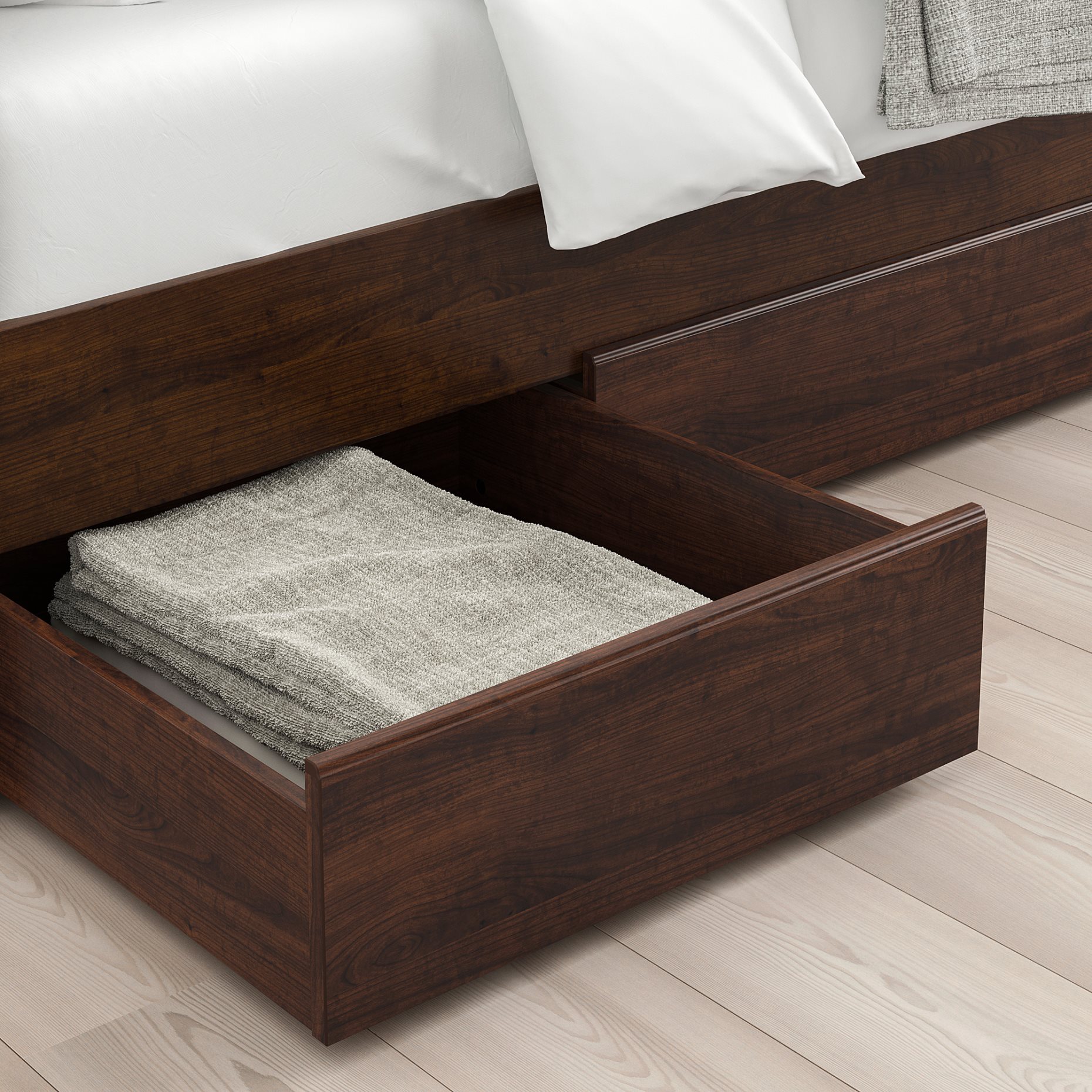 SONGESAND, bed frame with 4 storage boxes, 160X200 cm, 392.411.69