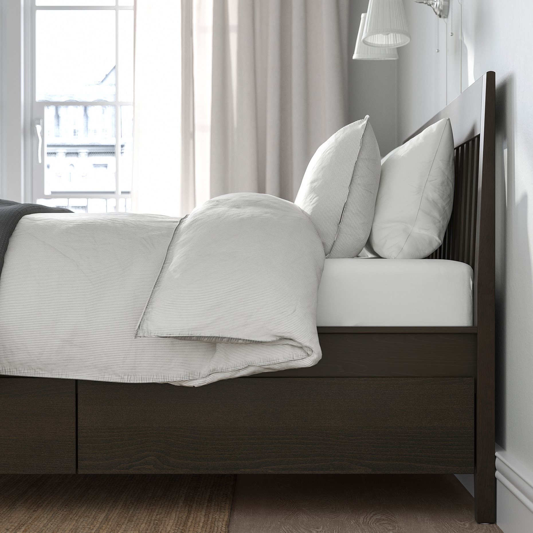 IDANÄS, bed frame with storage, 160x200 cm, 393.922.24
