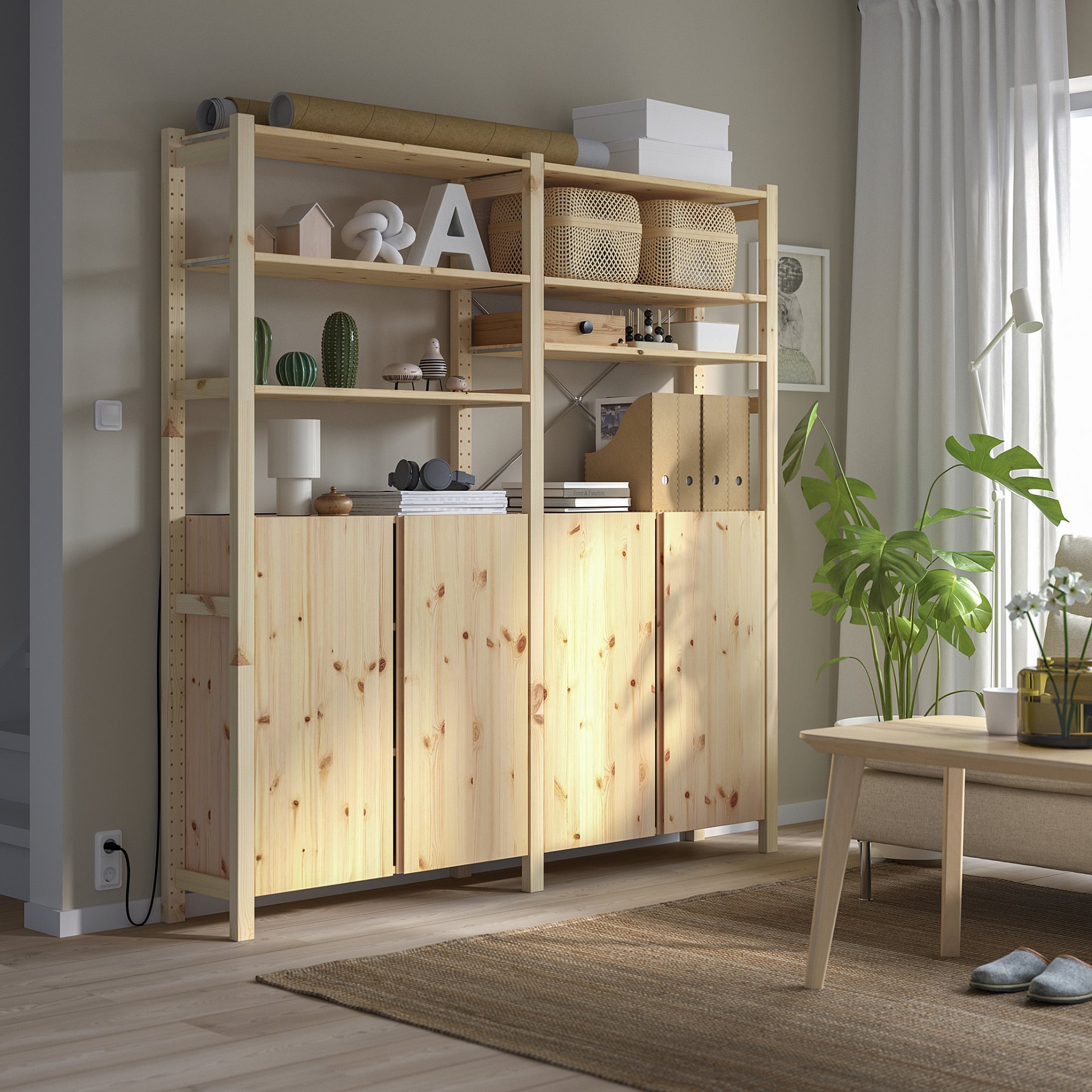IVAR, 2 sections/shelves/cabinet, 174x30x179 cm, 394.039.39