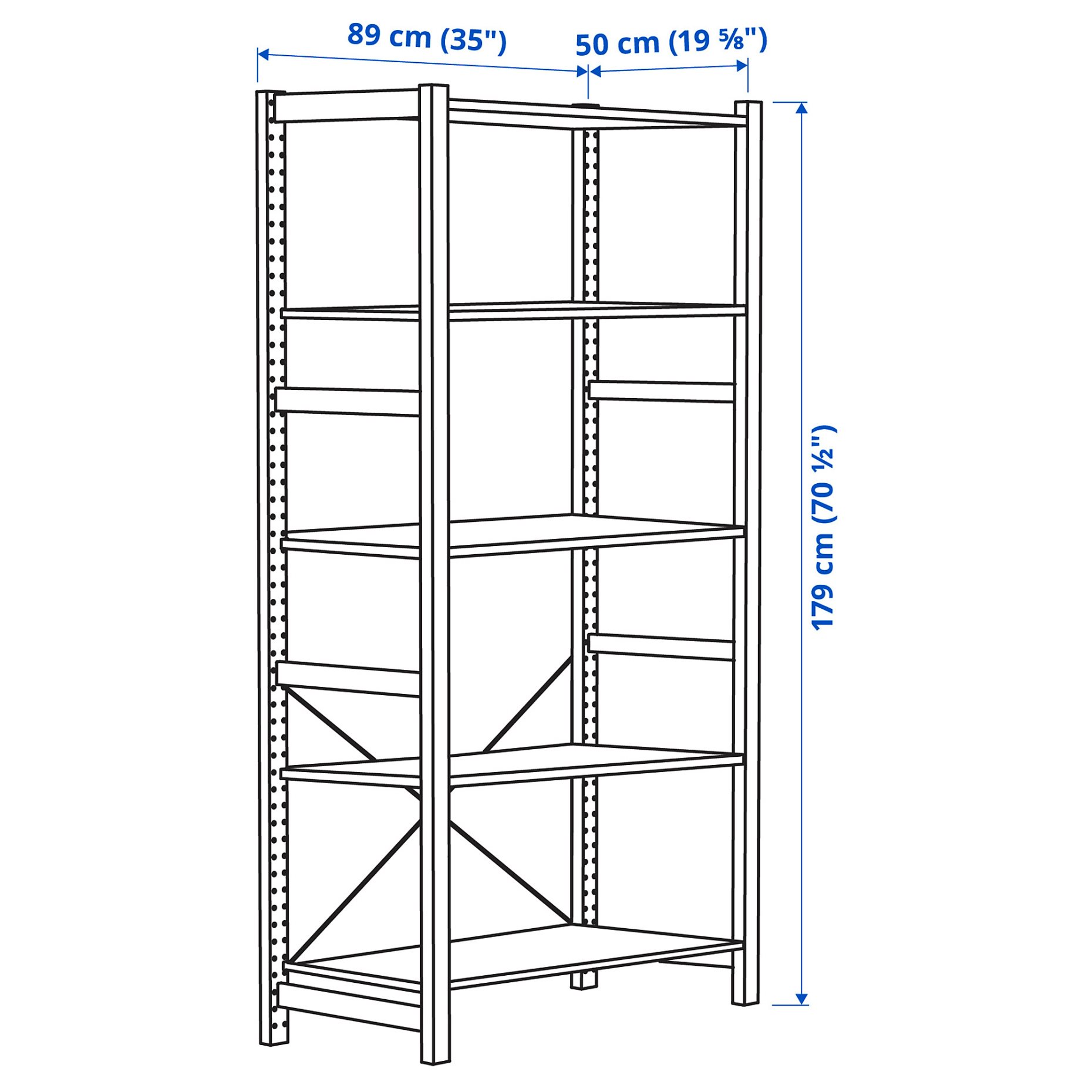 IVAR, shelving unit, 89x50x179 cm, 394.070.70