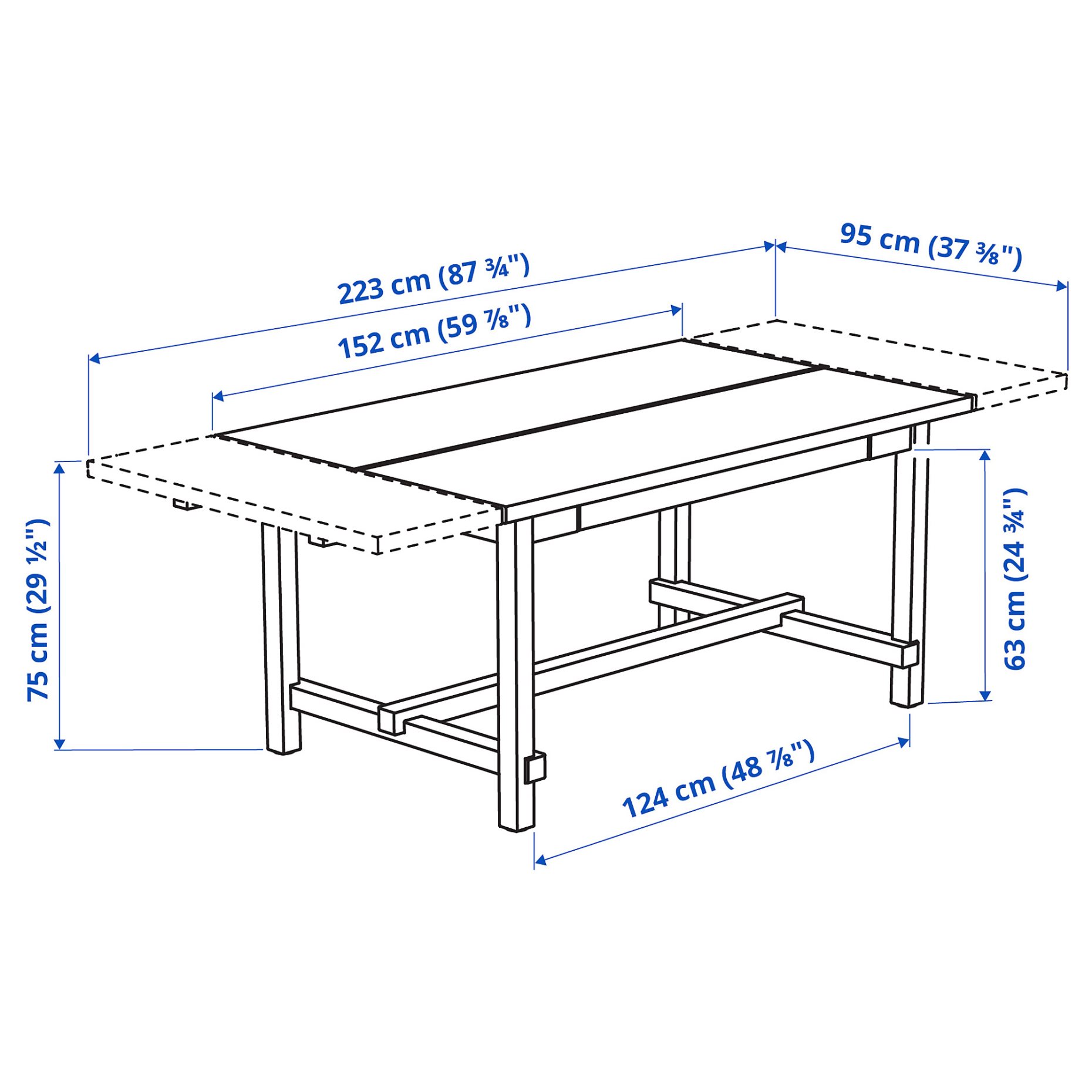 NORDVIKEN/BERGMUND, table and 4 chairs, 152/223 cm, 394.074.85