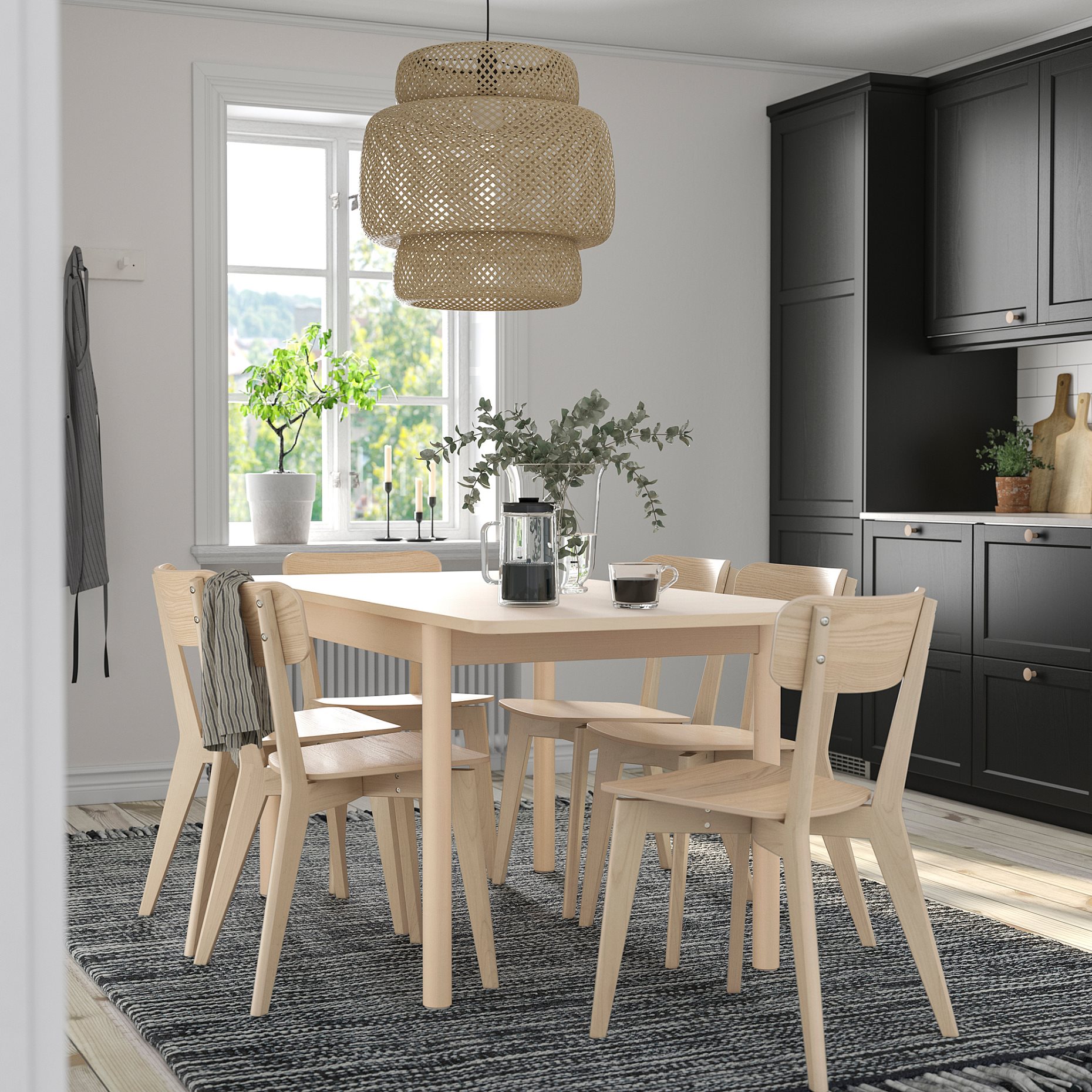 RONNINGE/LISABO, τραπέζι και 4 καρέκλες, 118/173 cm, 394.290.53