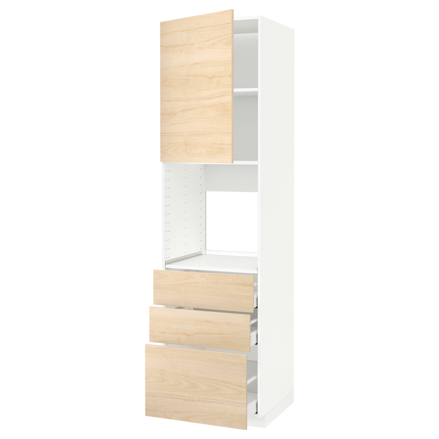 METOD/MAXIMERA, high cabinet for oven with door/3 drawers, 60x60x220 cm, 394.553.01