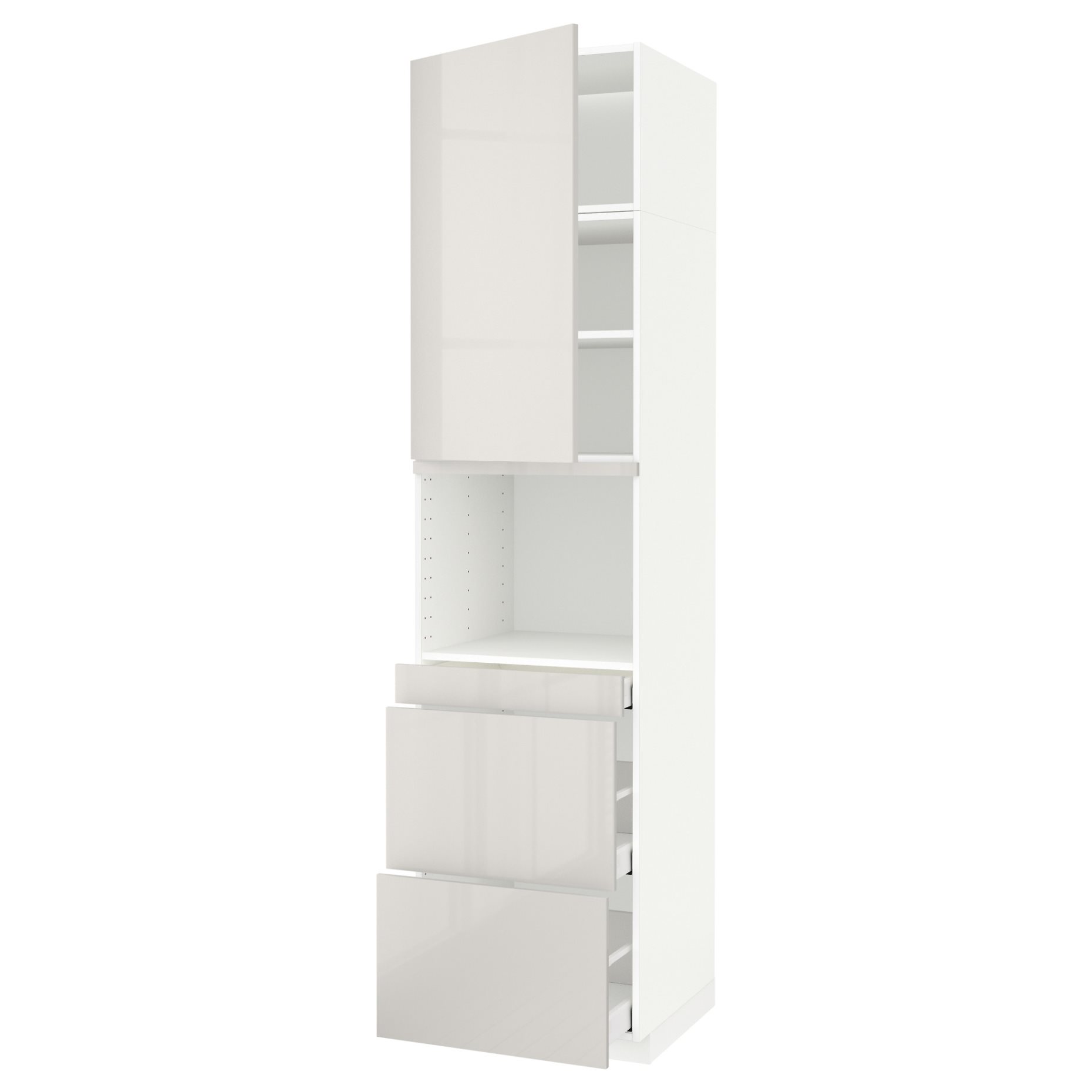 METOD/MAXIMERA, high cabinet for microwave combi with door/3 drawers, 60x60x240 cm, 394.581.68