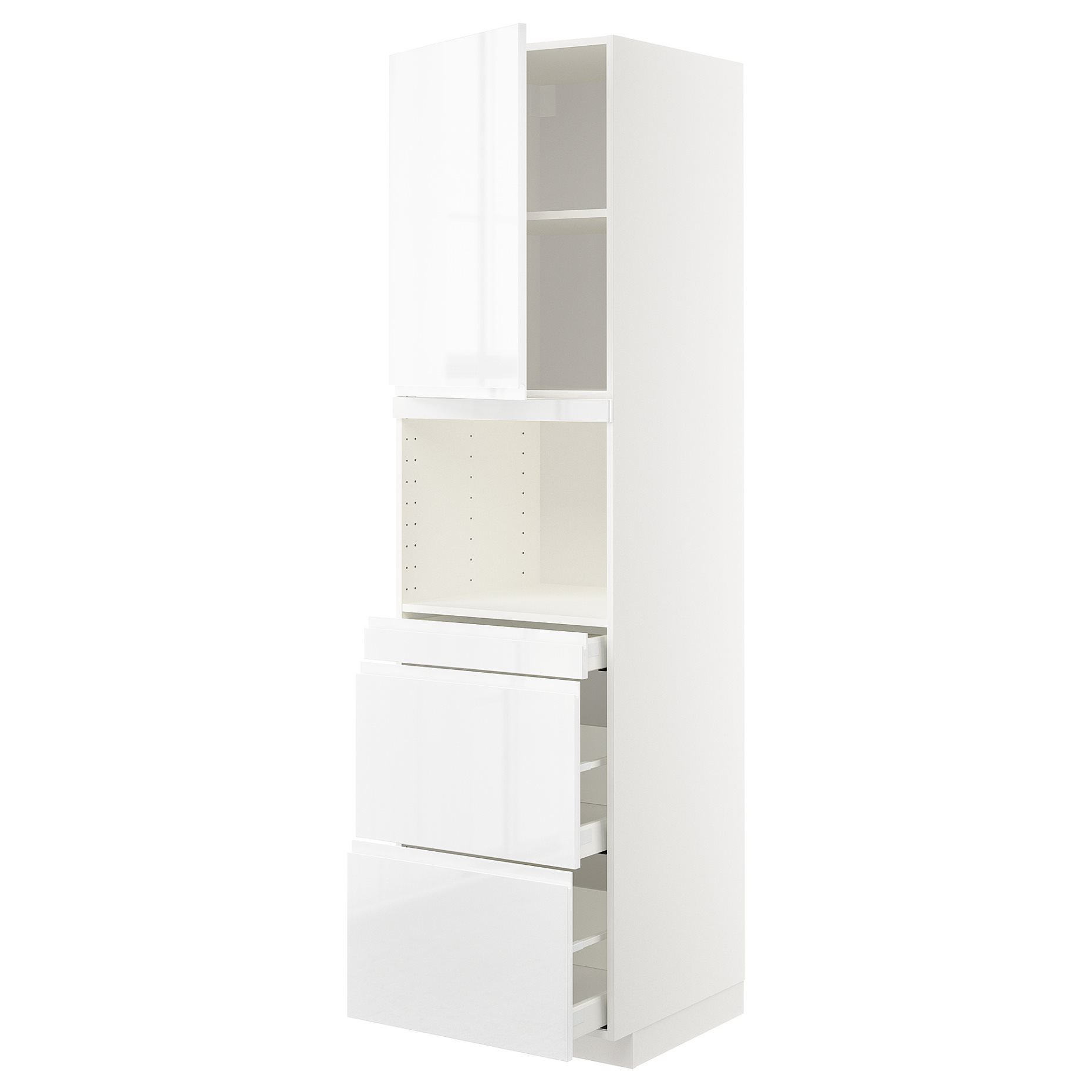 METOD/MAXIMERA, high cabinet for microwave combi with door/3 drawers, 60x60x220 cm, 394.599.88