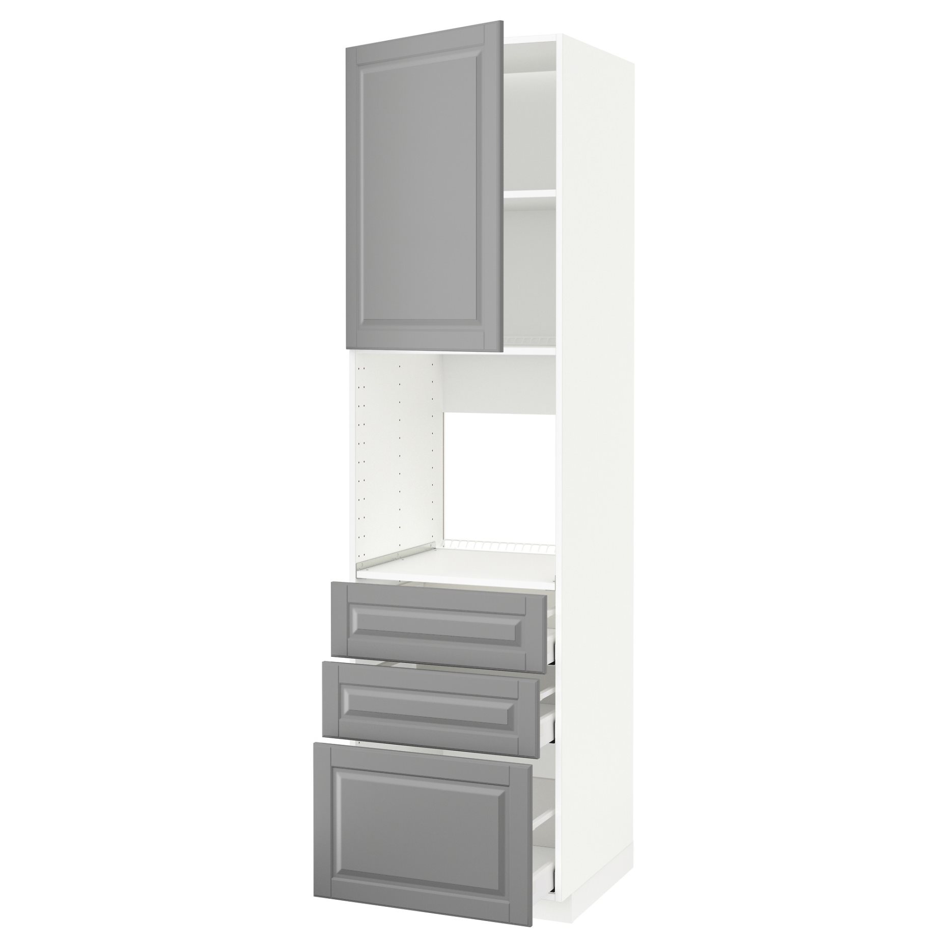METOD/MAXIMERA, high cabinet for oven with door/3 drawers, 60x60x220 cm, 394.630.56