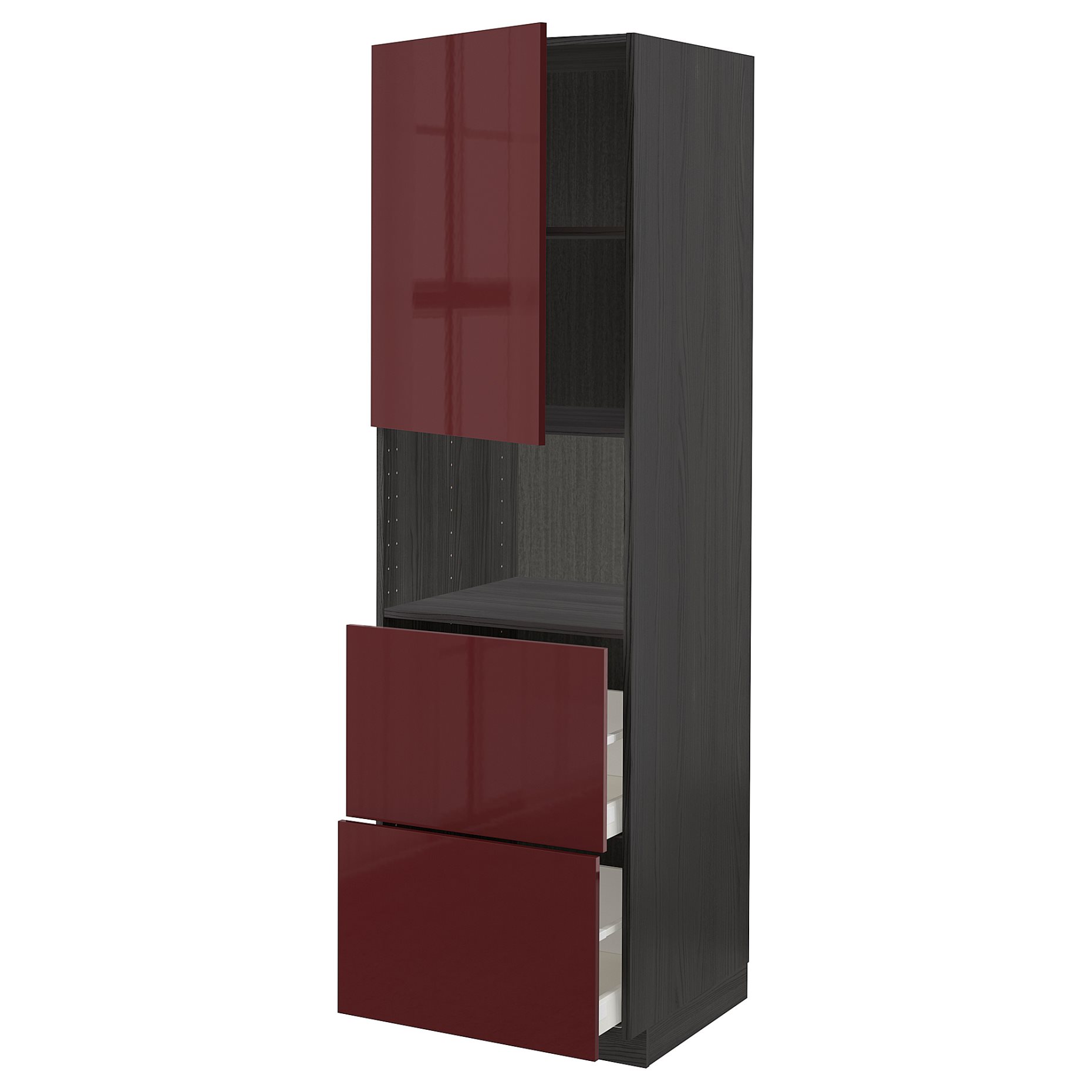METOD/MAXIMERA, high cabinet for microwave with door/2 drawers, 60x60x200 cm, 394.641.50