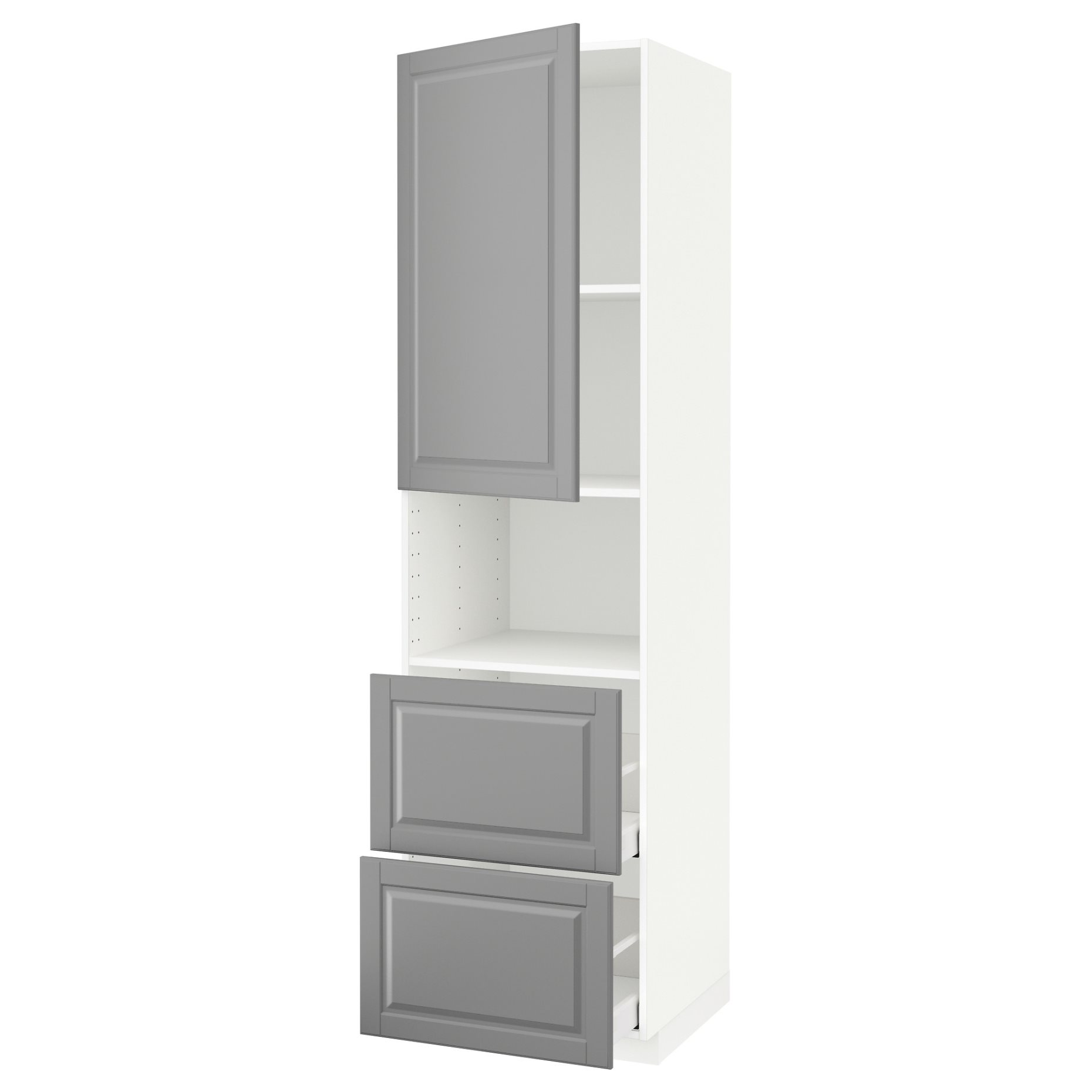 METOD/MAXIMERA, high cabinet for microwave with door/2 drawers, 60x60x220 cm, 394.659.65