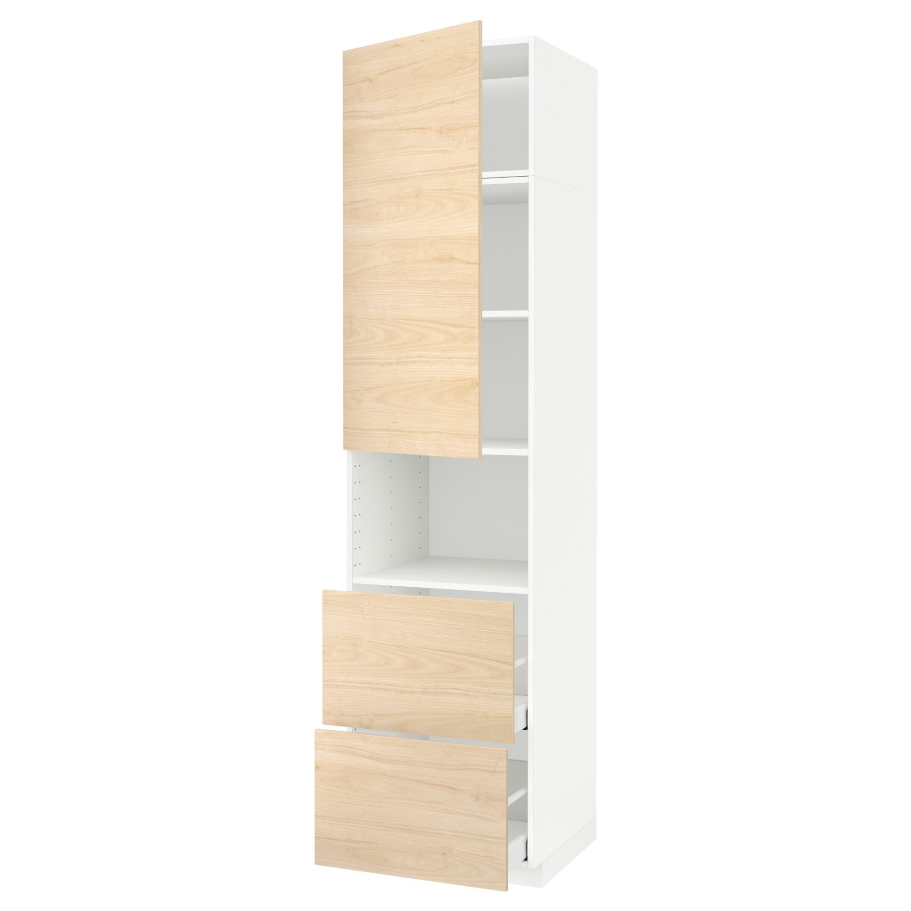 METOD/MAXIMERA, high cabinet for microwave with door/2 drawers, 60x60x240 cm, 394.680.68