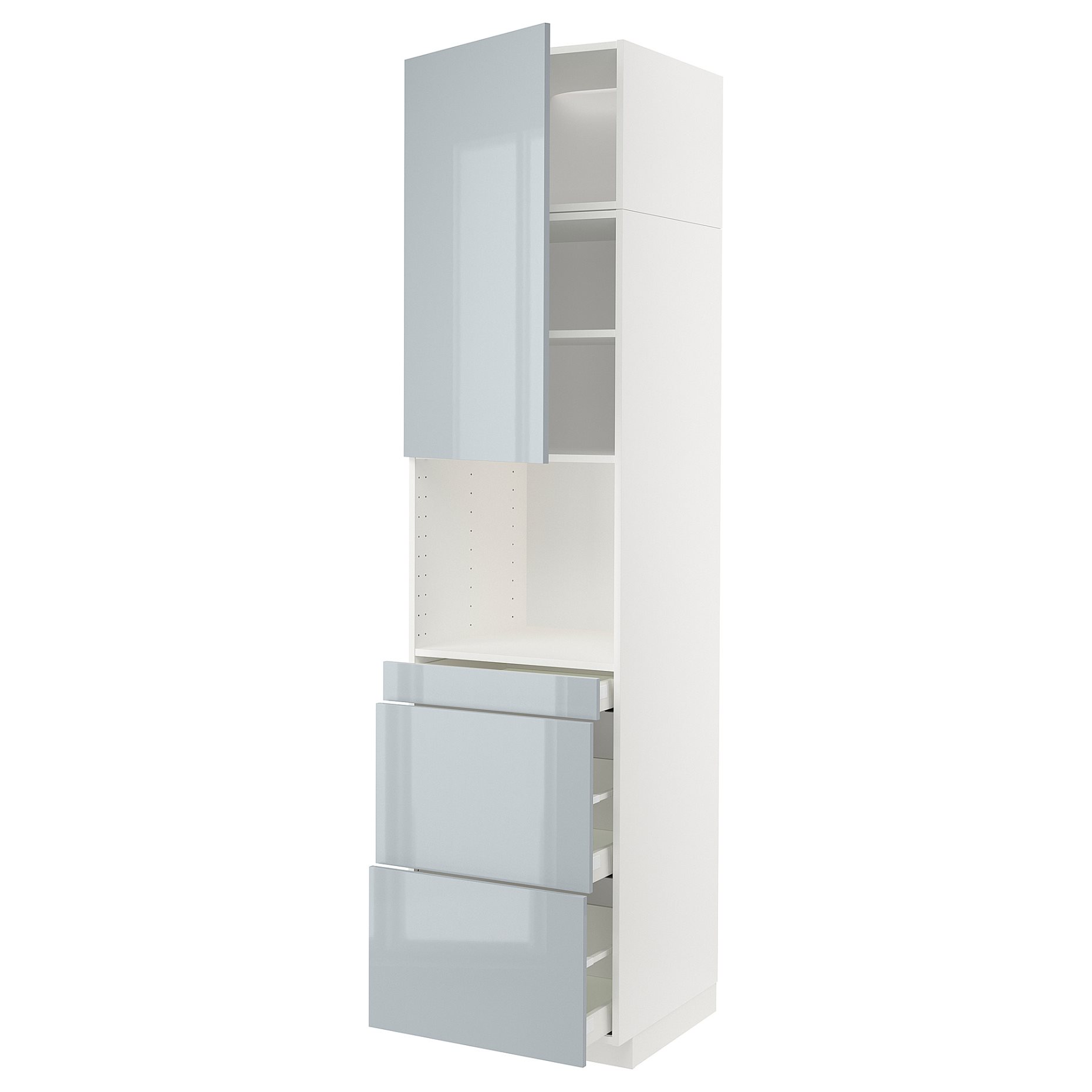 METOD/MAXIMERA, high cabinet for microwave combi with door/3 drawers, 60x60x240 cm, 394.798.25