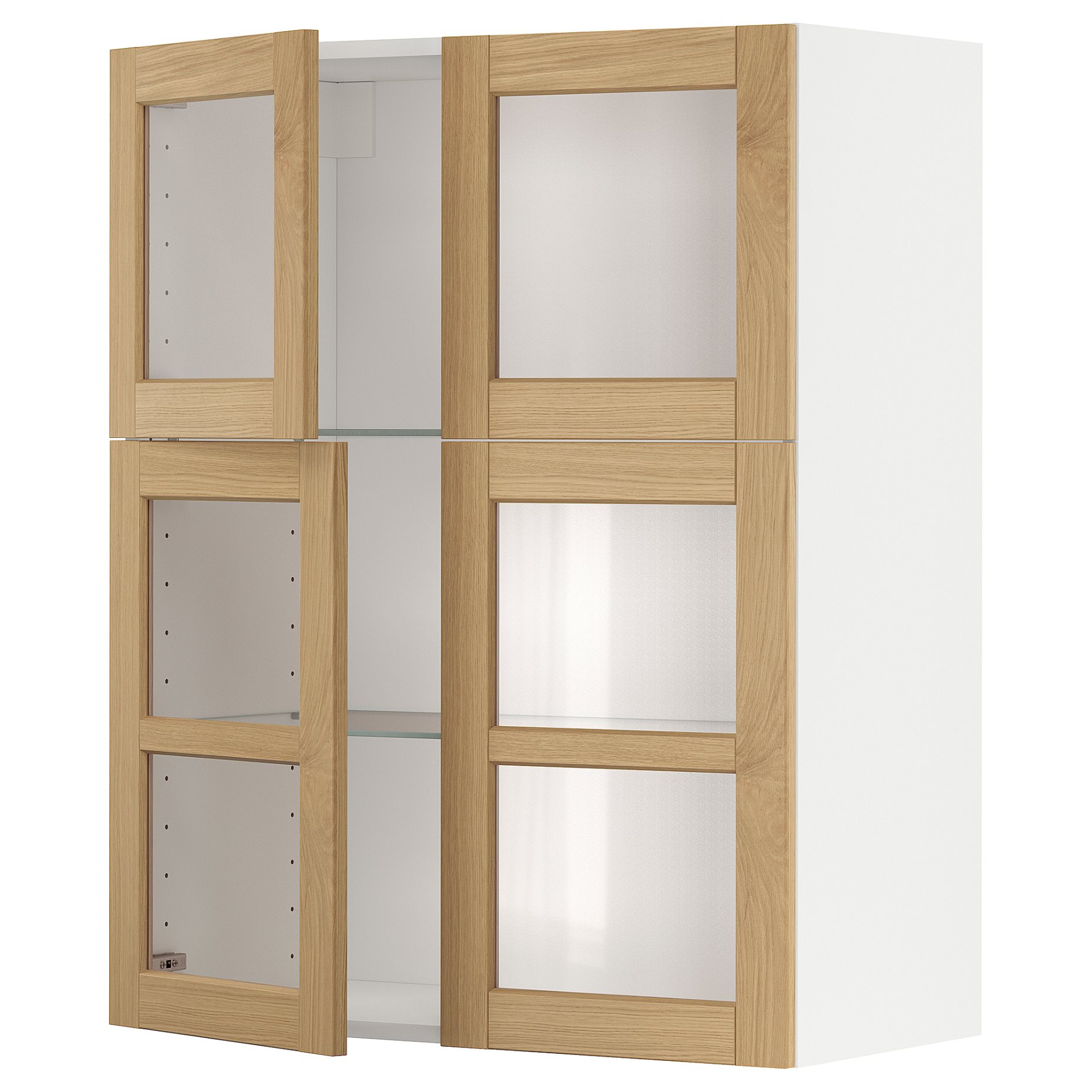 METOD, wall cabinet with shelves/4 glass doors, 80x100 cm, 395.093.61