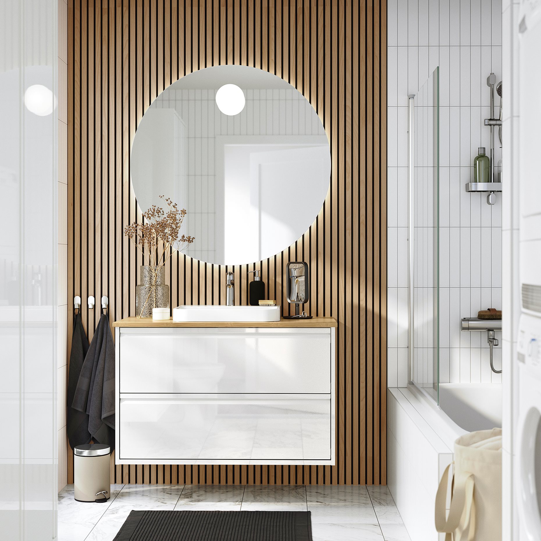 ANGSJON/BACKSJON, wash-stand with drawers/wash-basin/tap/high-gloss, 102x49x71 cm, 395.215.94