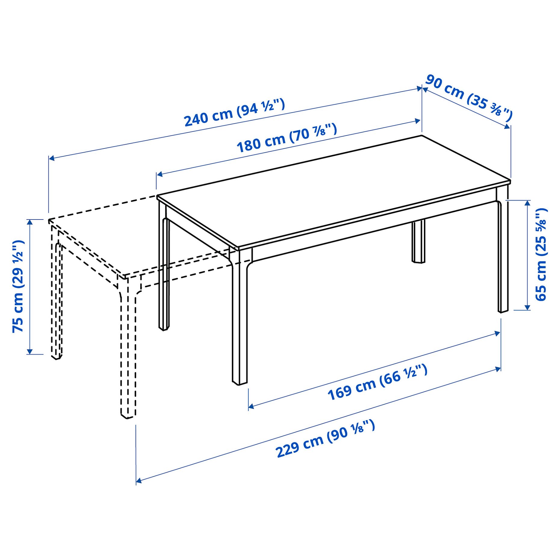 EKEDALEN/LUSTEBO, τραπέζι και 6 καρέκλες, 180/240 cm, 395.235.07