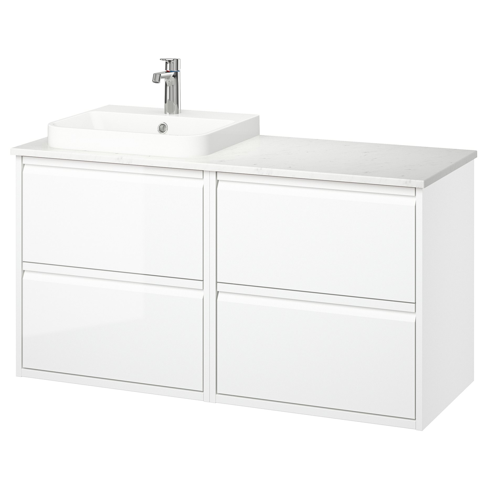 ANGSJON/BACKSJON, wash-stand/wash-basin/tap/high gloss, 122x49x71 cm, 395.285.62