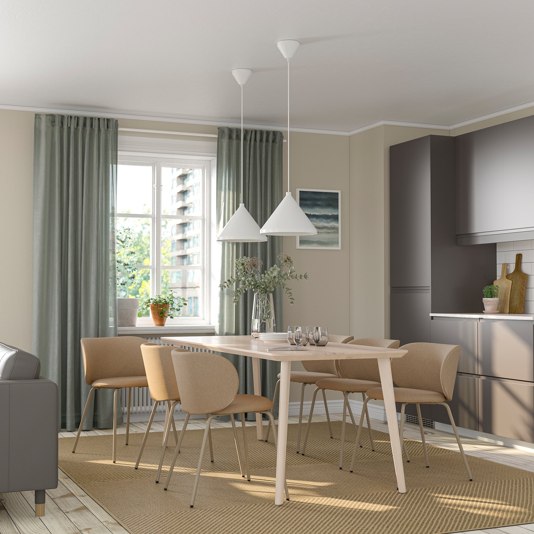 LISABO/KRYLBO, table and 6 chairs, 200 cm, 395.363.26