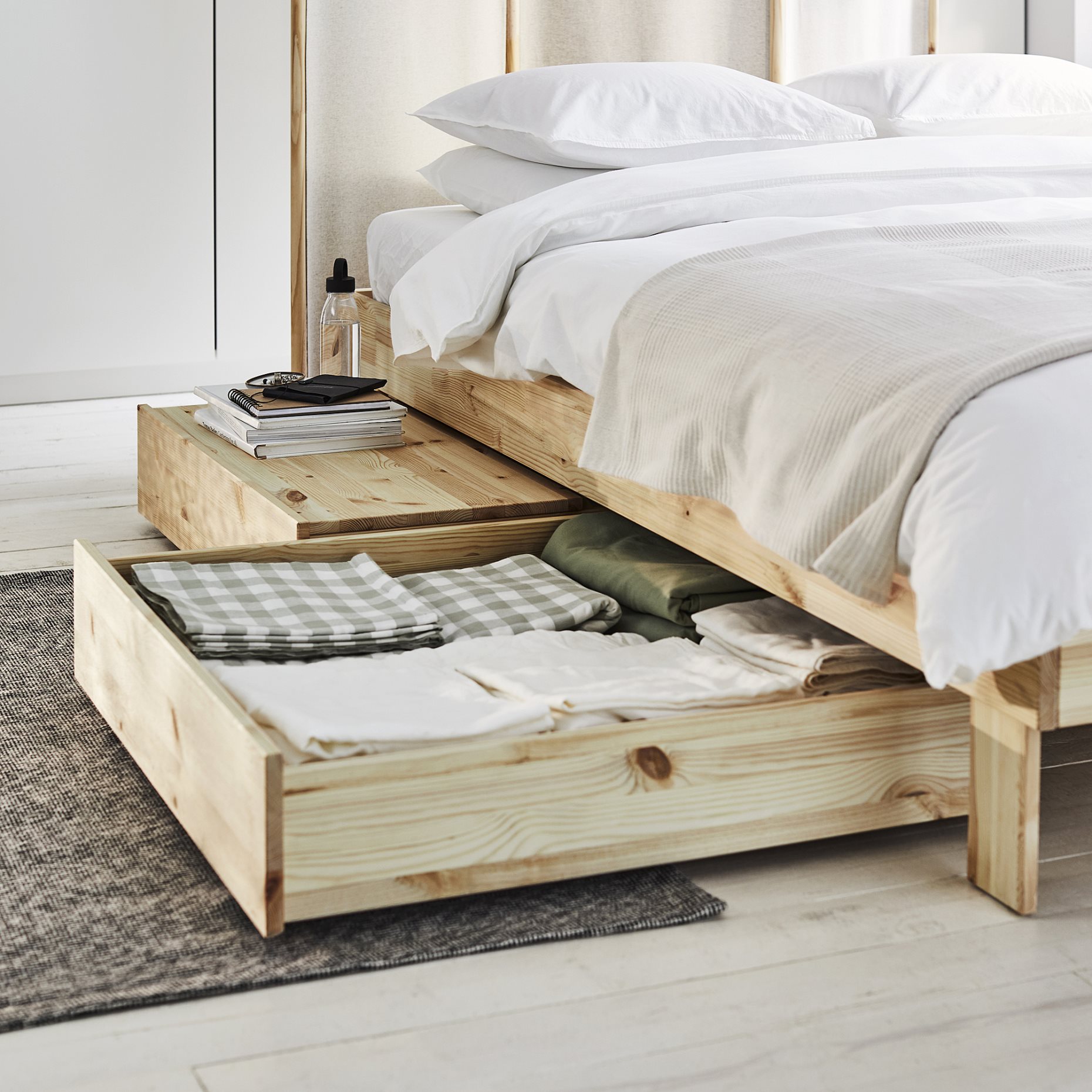GLAMBERGET, bed frame with storage and mattress, 160x200 cm, 395.684.97