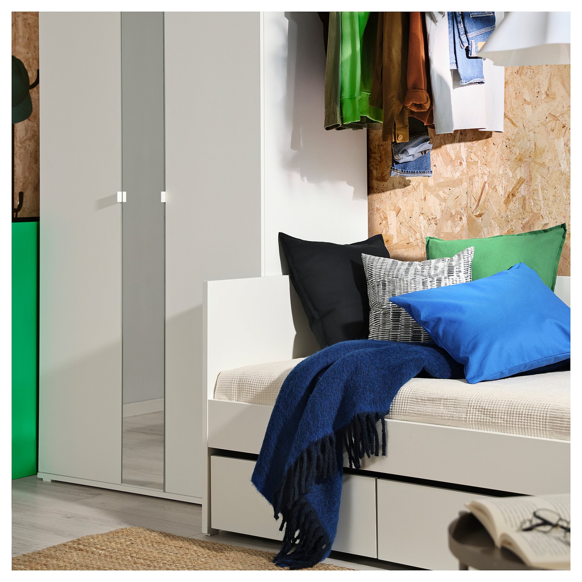 VIHALS, κρεβάτι επισκέπτη day bed με αποθήκευση και 1 στρώμα, 80x200 cm, 395.805.93