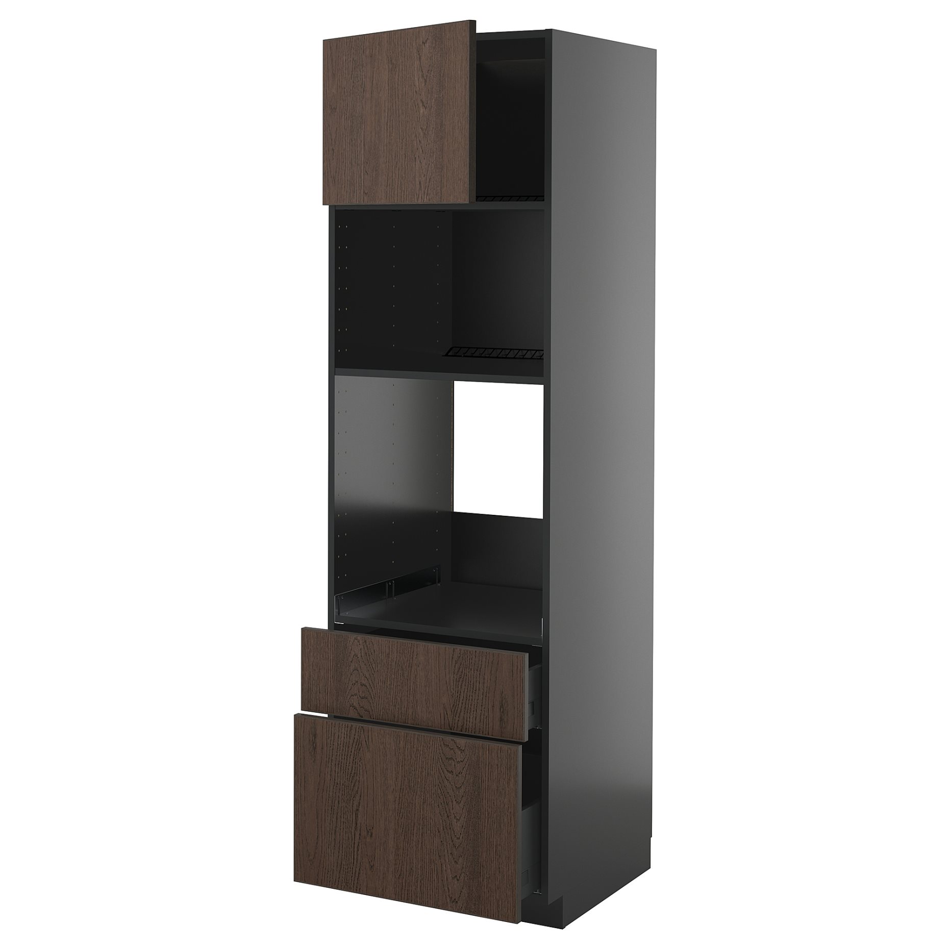 METOD/KNIVSHULT, high cabinet for oven/microwave with door/2 drawers, 60x60x200 cm, 395.879.57