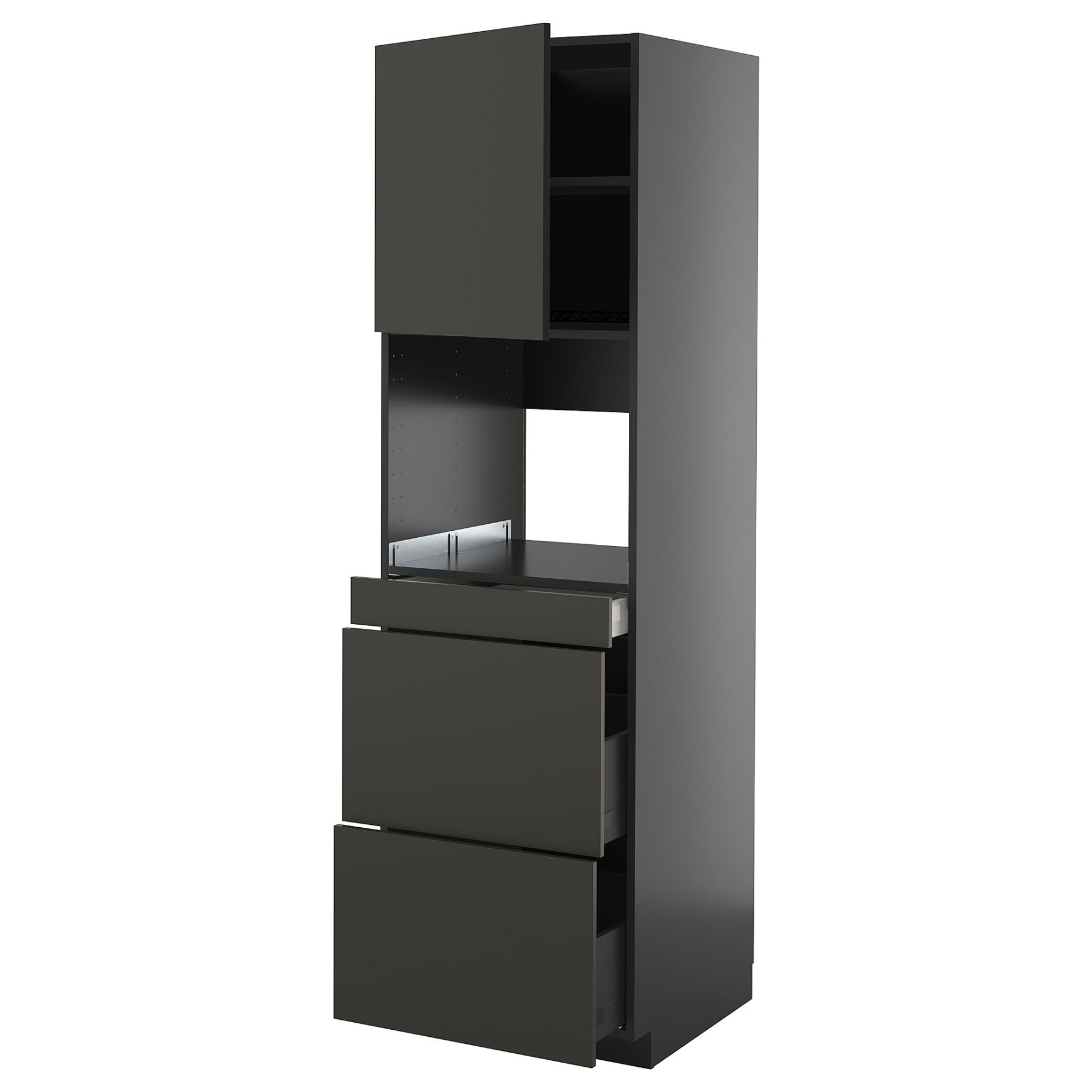METOD/KNIVSHULT, high cabinet for microwave combi with door/3 drawers, 60x60x200 cm, 395.885.32