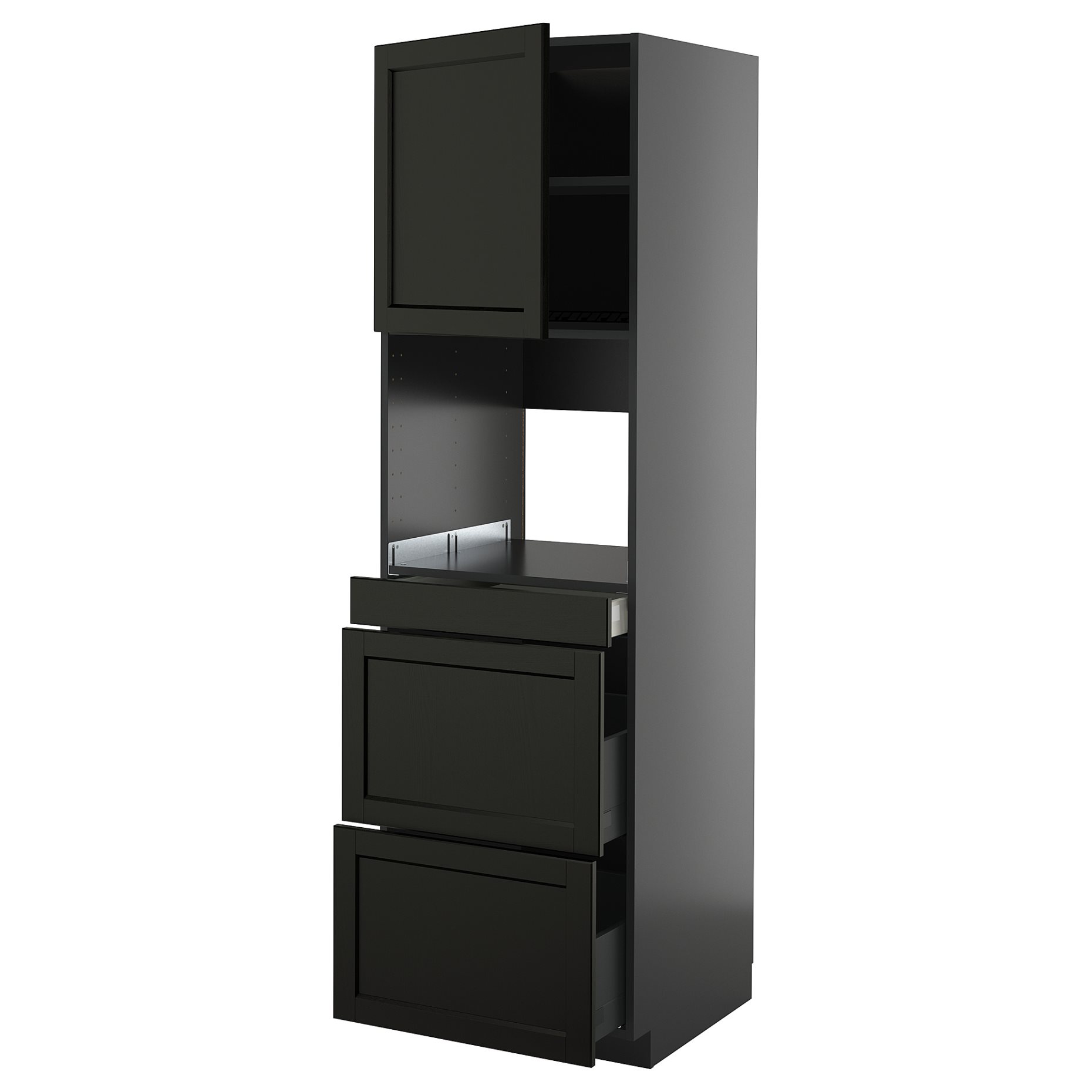 METOD/KNIVSHULT, high cabinet for microwave combi with door/3 drawers, 60x60x200 cm, 395.890.46