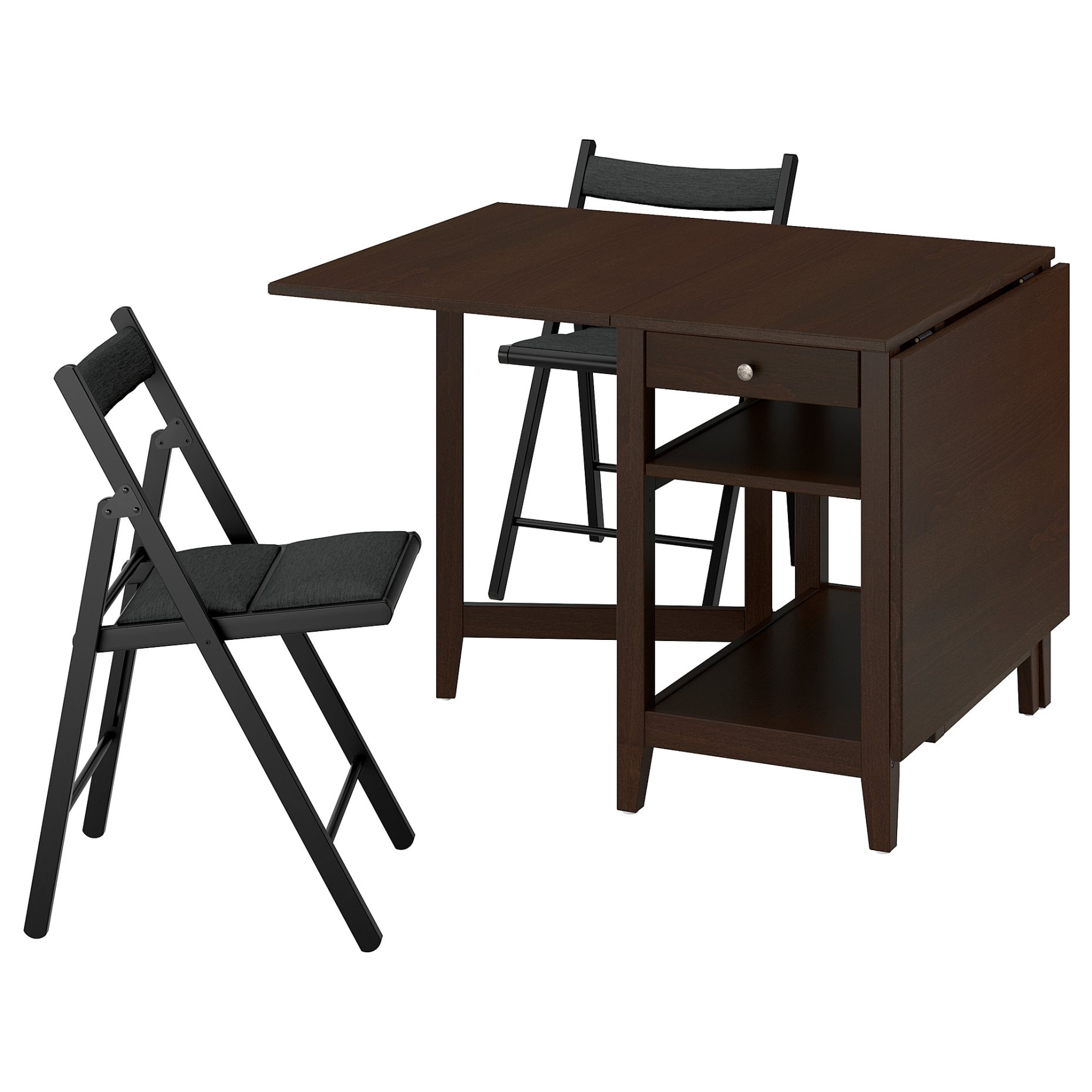 NÄSINGE/FRÖSVI, gateleg table and 2 folding chairs, 48/104/159x85 cm, 395.970.94