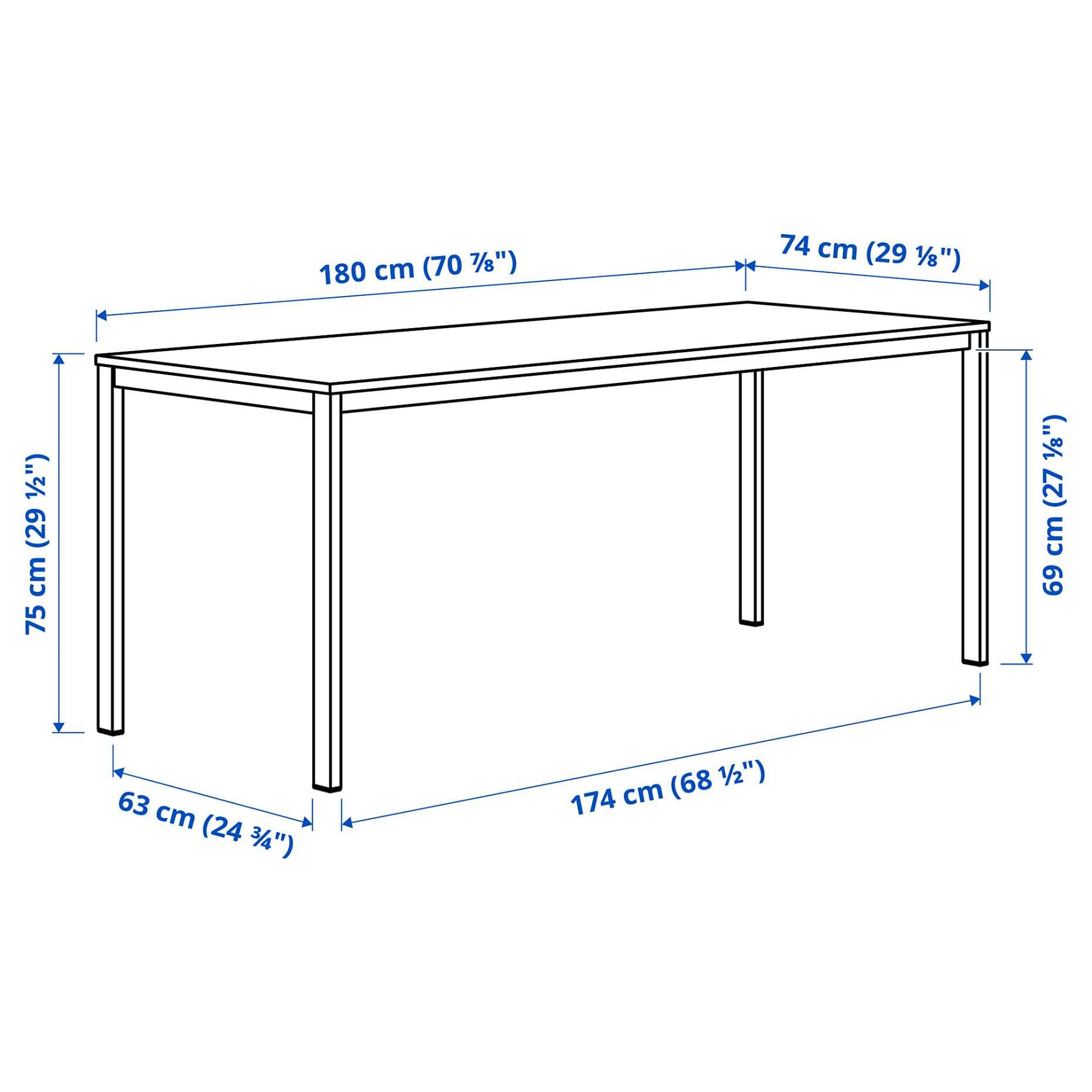VIHALS, τραπέζι και 6 καρέκλες, 180x74 cm, 396.067.91