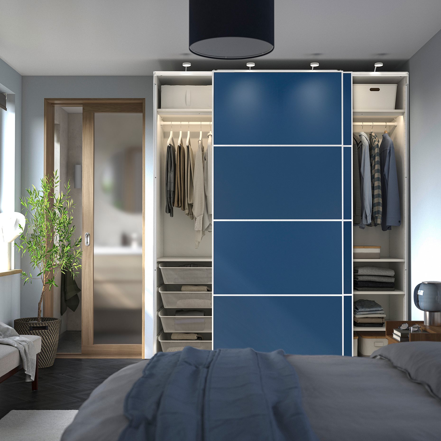 PAX/MEHAMN, wardrobe with sliding doors, 200x66x236 cm, 396.087.14