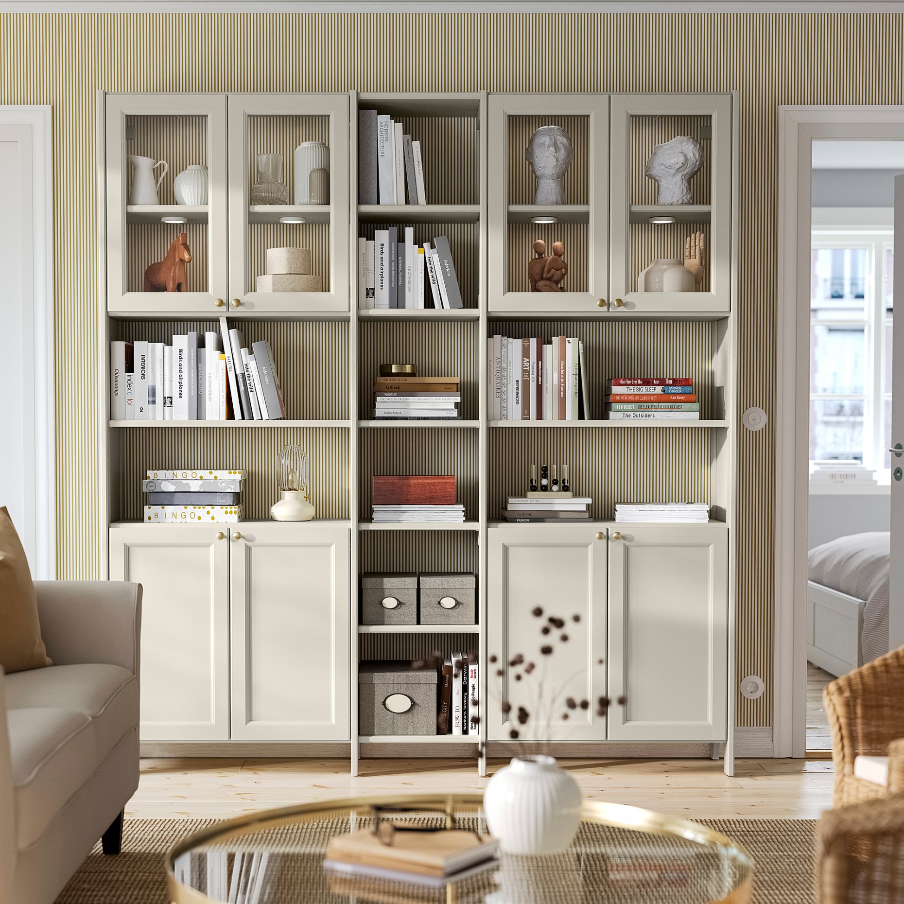 GULDDRAGARE, storage combination with doors and shelves, 200x37x216 cm, 396.124.62