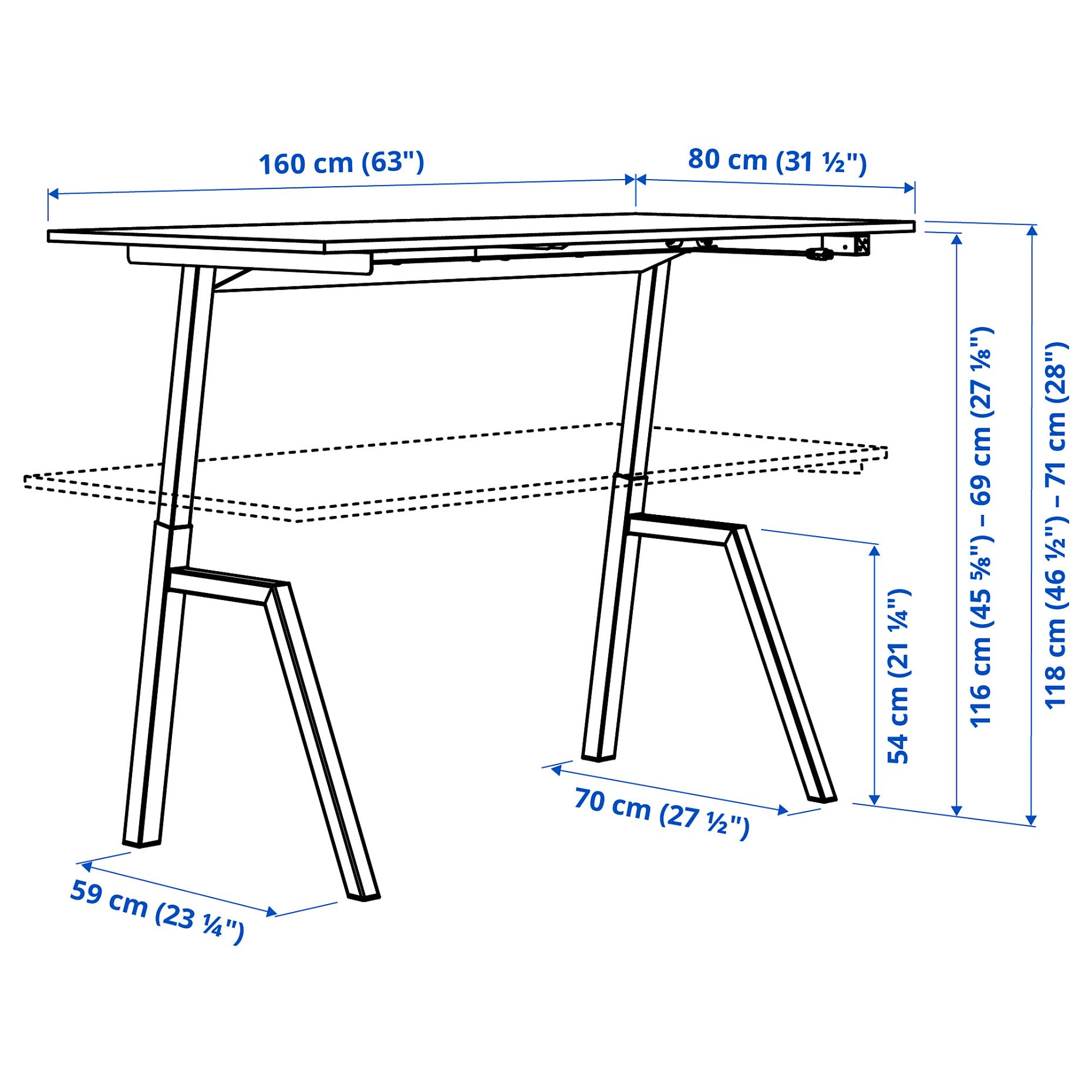 γραφείο καθιστής/όρθιας θέσης/ηλεκτρικό, 160x80 cm, 396.218.95